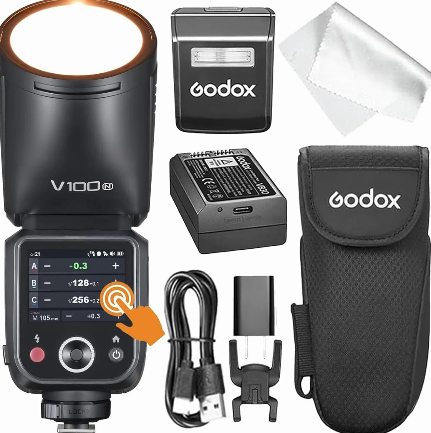 GODOX V100 N Lampa Błyskowa Godox do Nikon – Sterowanie Dotykowe, Lampa Błyskowa do Aparatu 100W TTL 【GODOX V1 do Nikon】 Ulepszona, 70 Kolejnych Błysków o Pełnej Mocy