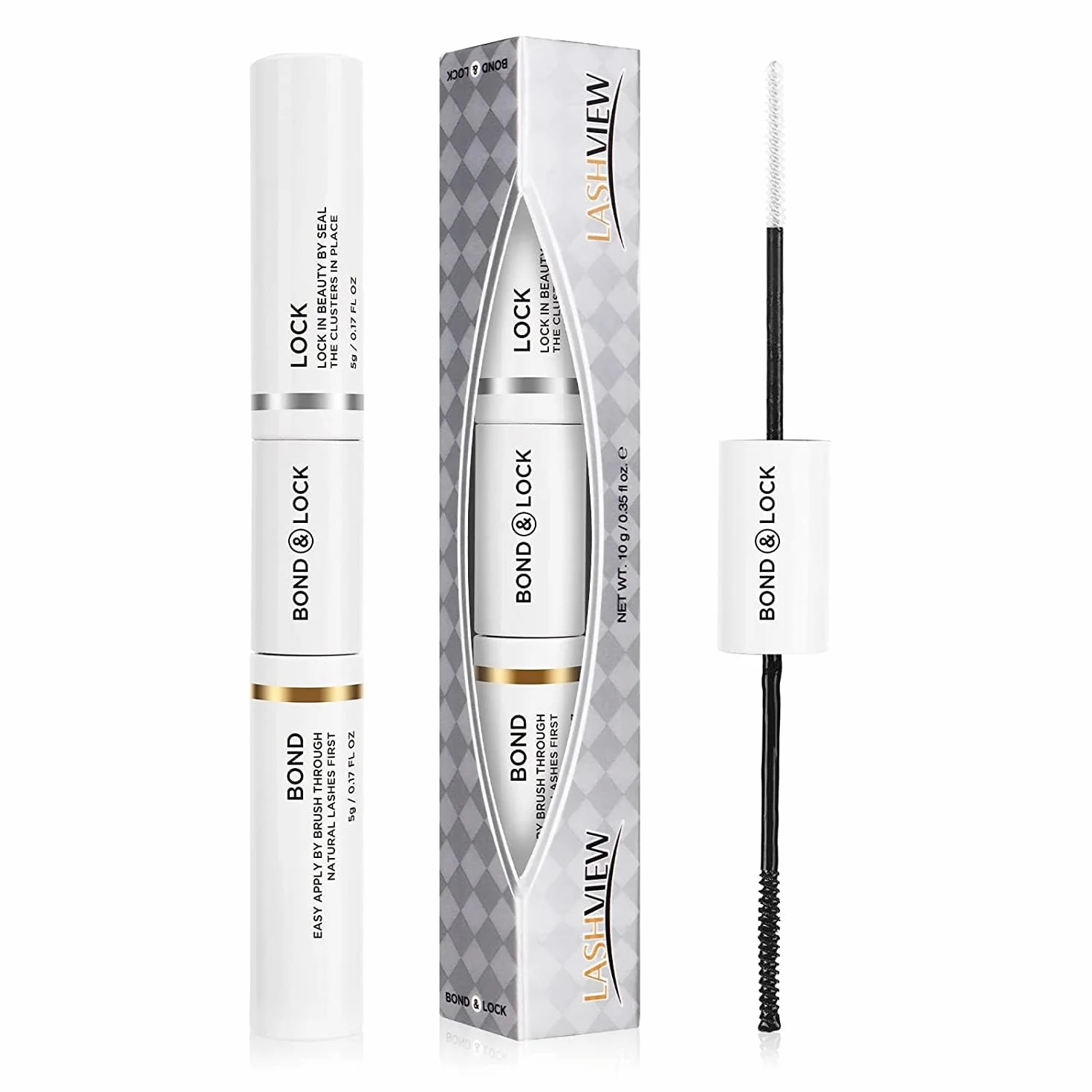 LASHVIEW Lash Bond and Seal, Cluster Lash Glue Strong Gentle Comfortable Lash Adhesive for All Day Wear Latex-Free Suitable for Sensitive Eyes Eyelashes Glue Waterproof