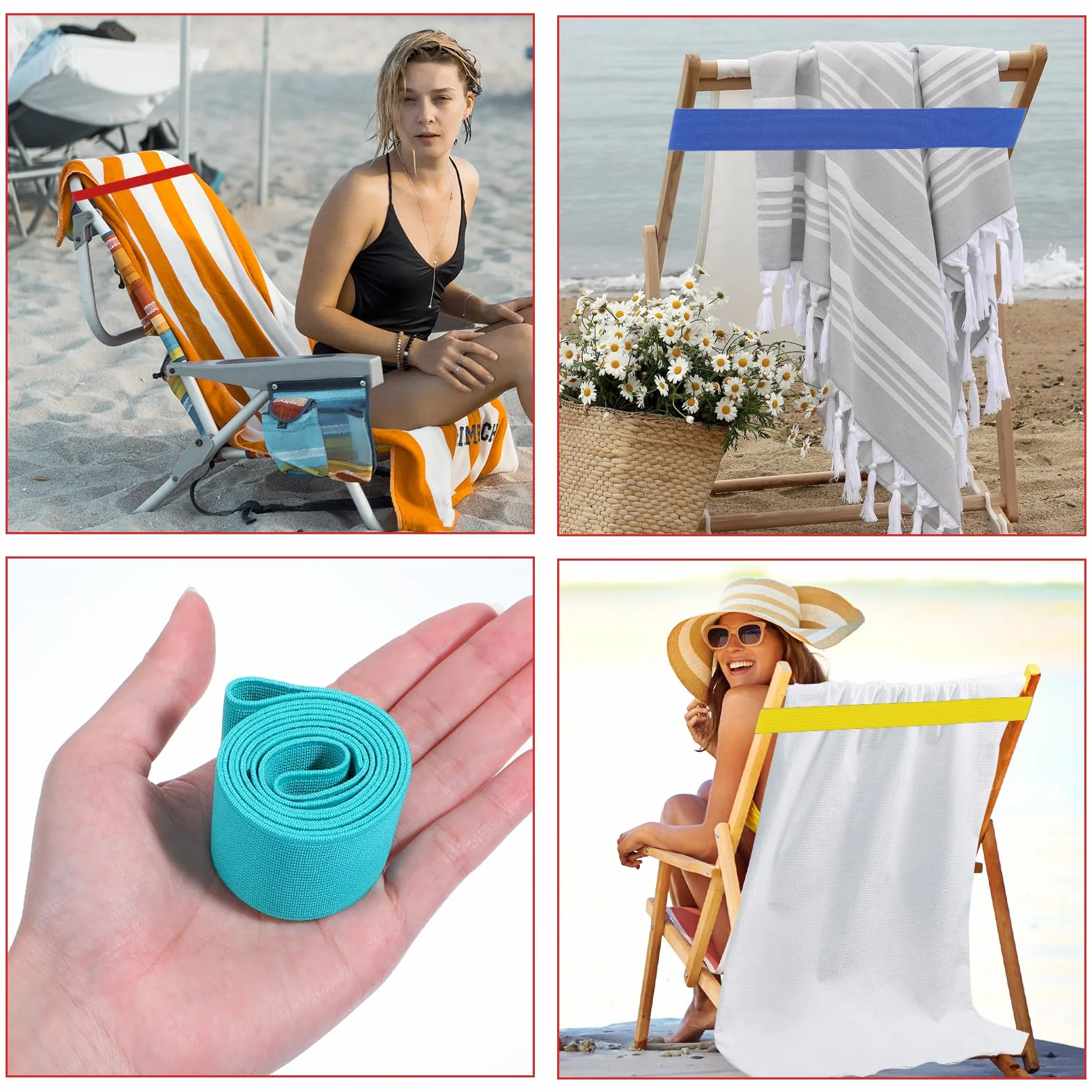 4-pak klipsów do krzeseł plażowych, opaski na ręczniki do krzeseł rejsowych, uchwyty na statek