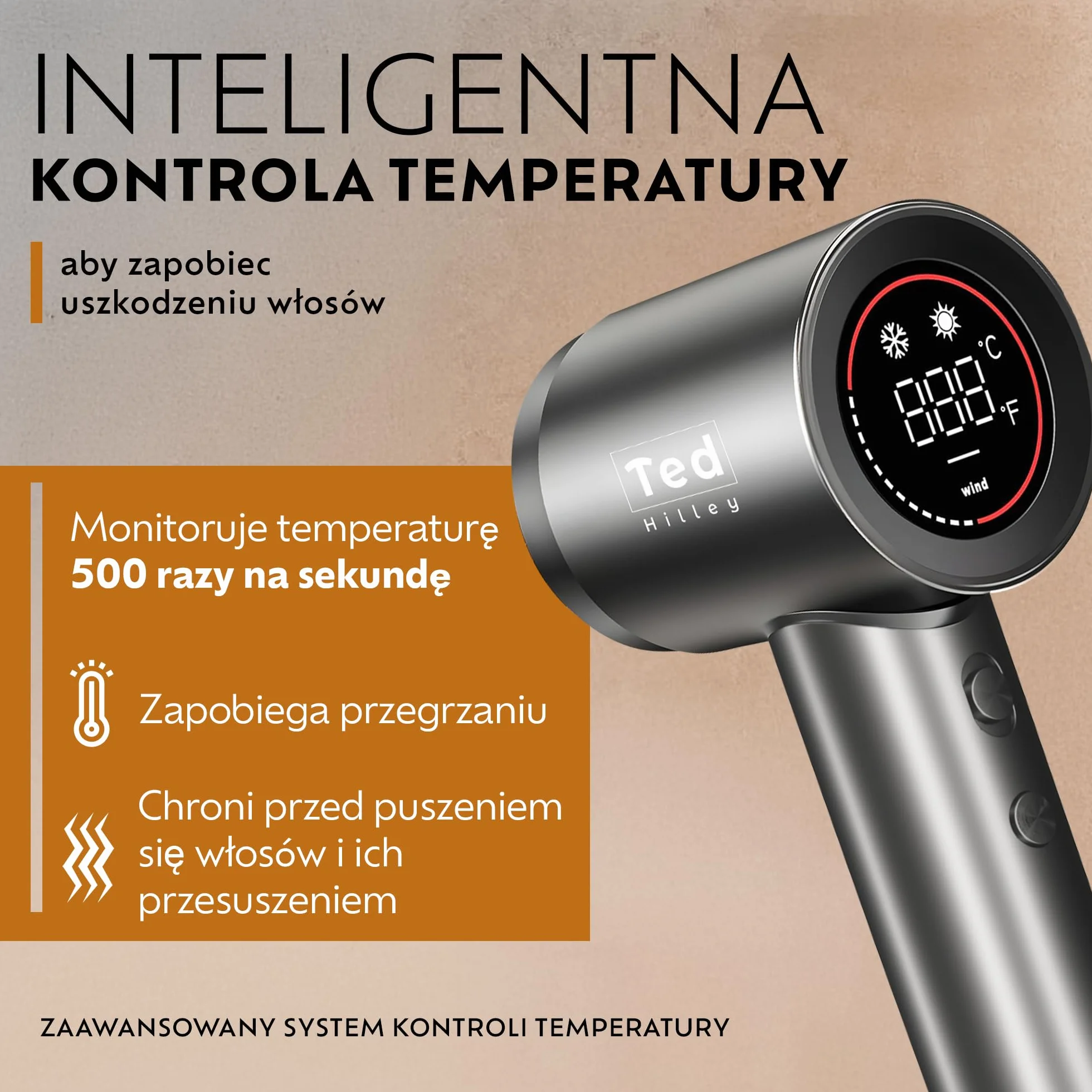 Ionic Fohn suszarka do włosów - 5 x szybsze suszenie - bez kłaczków, błyszcząca, większa objętość - wyświetlacz - 10 trybów - koncentrator magnetyczny [Best Fohn 2026] (Hair Dryer without Diffuser