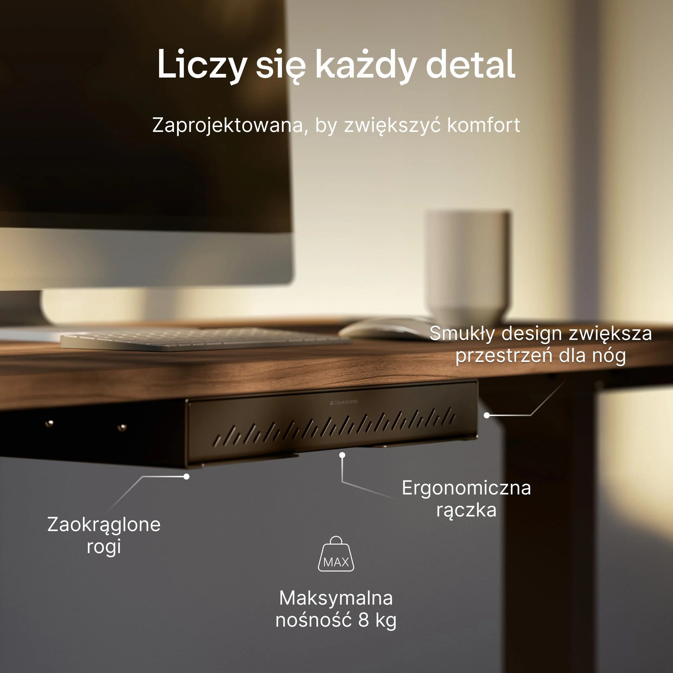 Desktronic Szuflada na biurko metalowa organizer pod biurkiem