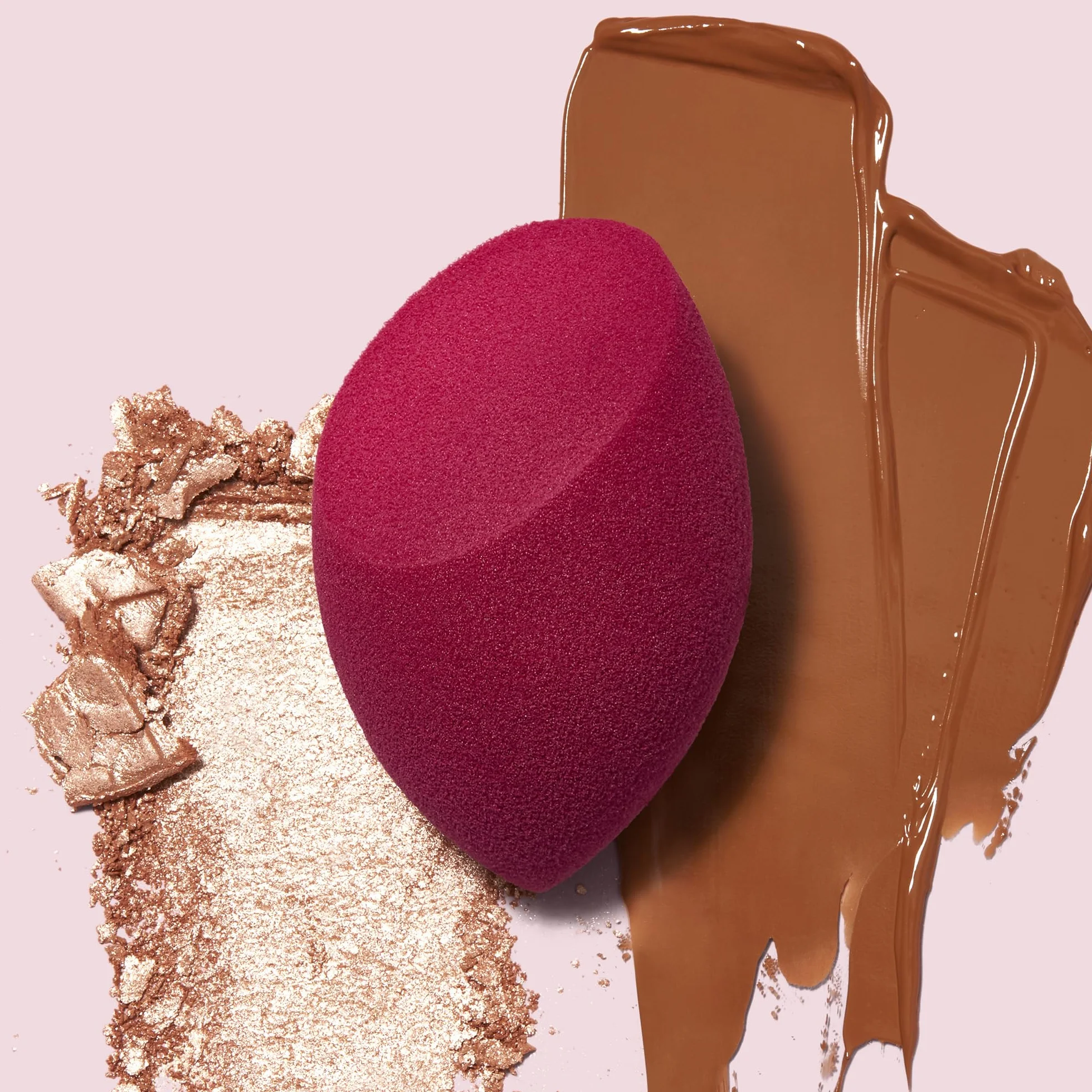 e.l.f, Total Face Sponge, wielostronna, bez lateksu, kątowa i zaokrąglona strona, mieszanki, kontury, rozświetla, kształty, definiuje, rzeźba, łatwa w czyszczeniu, łatwa w użyciu