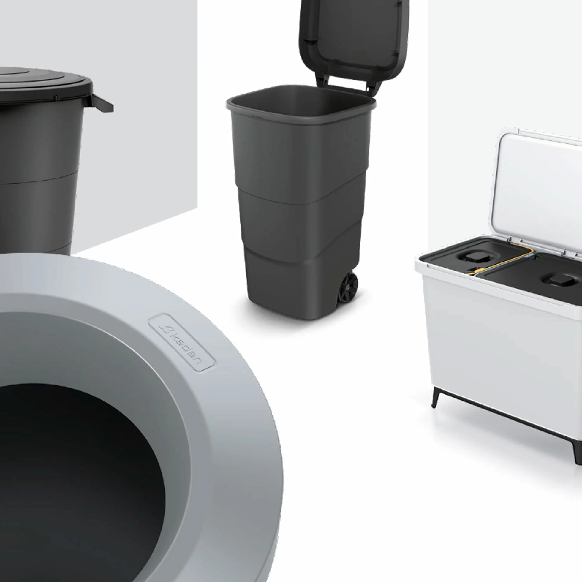 KEDEN Poubelle 2 couvercles indépendants 50L