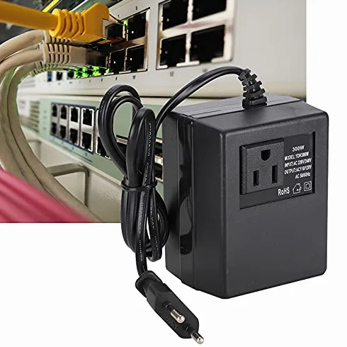 Konwerter Napięcia 300 W Adapter Wtyczki UE, Podróżny Adapter Wtyczki Zasilania, Konwertuje 220 V/240 V na 110 V/120 V, Tworzywo Sztuczne, Czarny, 3,7 X 3 X 2,4 Cala, do Podróży