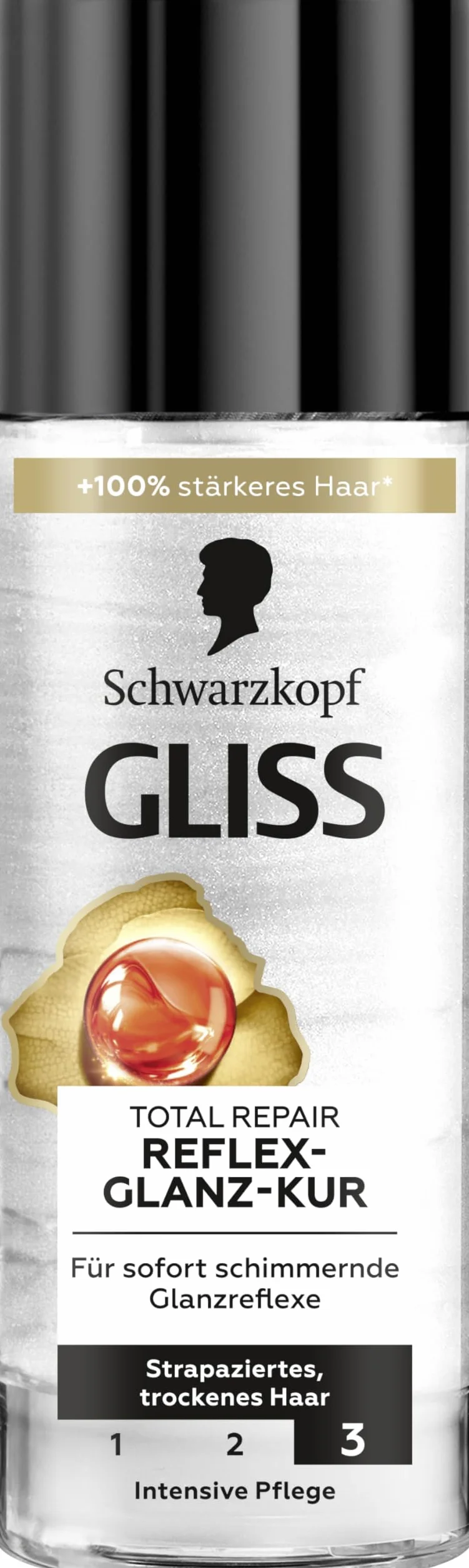 Gliss Reflex-Glanz-Kur Total Repair (150 ml), kuracja do włosów z keratyną i nektarem kwiatowym, natychmiast połyskujące, redukuje łamliwość włosów