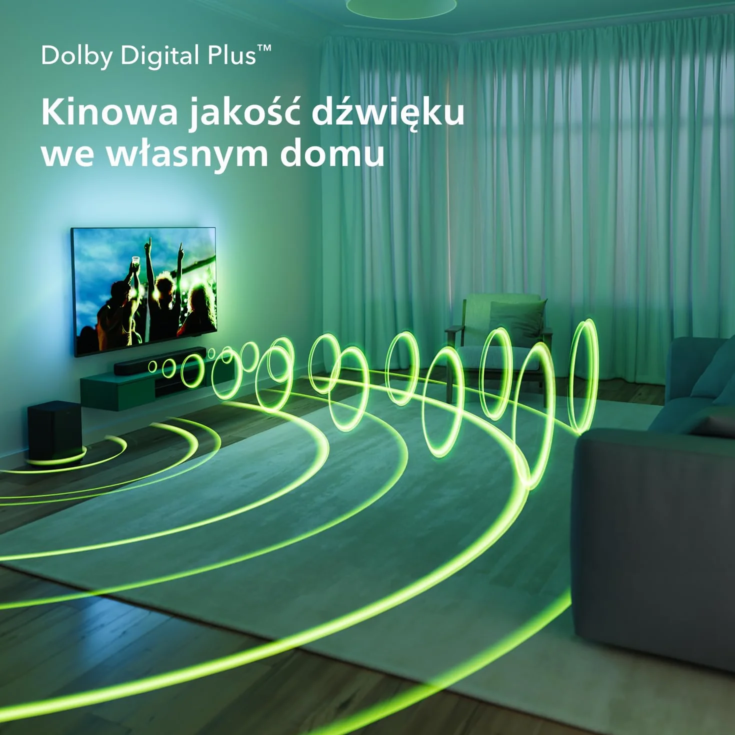 Philips TAB5309 Soundbar 2.1 z bezprzewodowym subwooferem – 2.1-kanalowy, 240 W, DTS Virtual X, Bluetooth 5.4, HDMI ARC, zlacze optyczne i port USB - Ciemnoszary