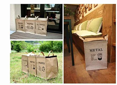 Torba do recyklingu z juty, pleciona juta, worki na śmieci do domu, kuchni, biura, naturalny styl, recykling, kosze na śmieci, organizer, kosze, pojemnik do recyklingu