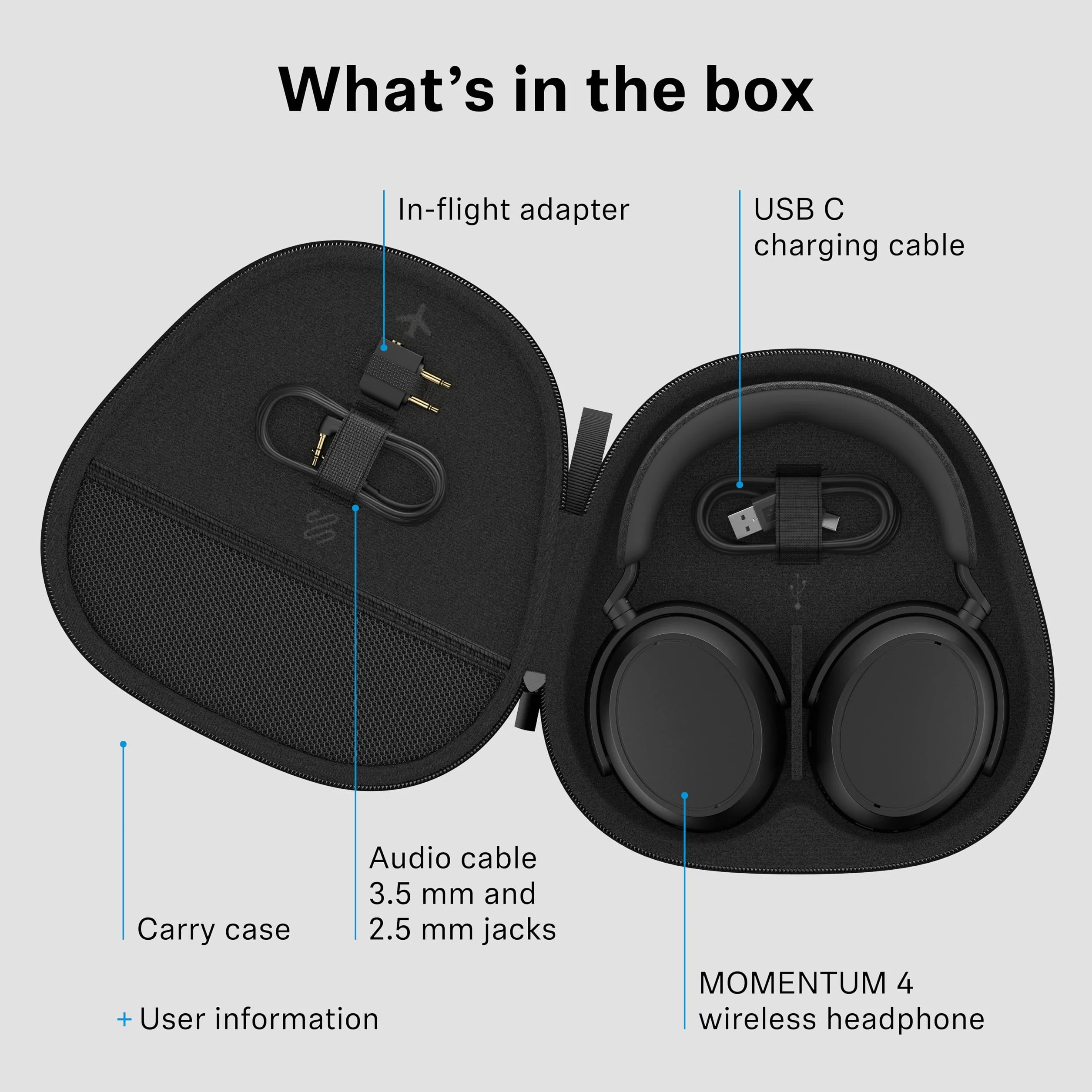 Sennheiser MOMENTUM 4 Słuchawki Bezprzewodowe, Zestaw Słuchawkowy z Bluetooth Zapewniający Optymalną Czystość Dźwięku Podczas Połączeń, z Aktywnym Tłumieniem Hałasu, Grafit