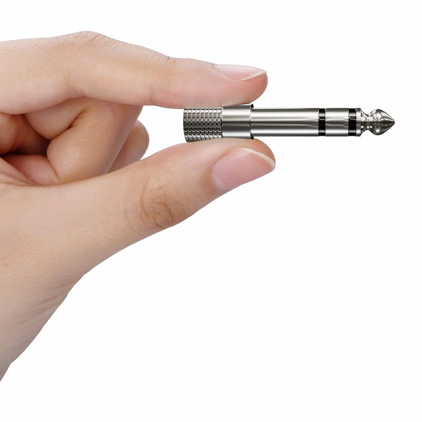 deleyCON 2x Adapter Audio Stereo Jack - Wtyk 6,3 mm na Gniazdo 3,5 mm - Adapter HiFi do Amplitunera, Kina Domowego, Słuchawek - Srebrny
