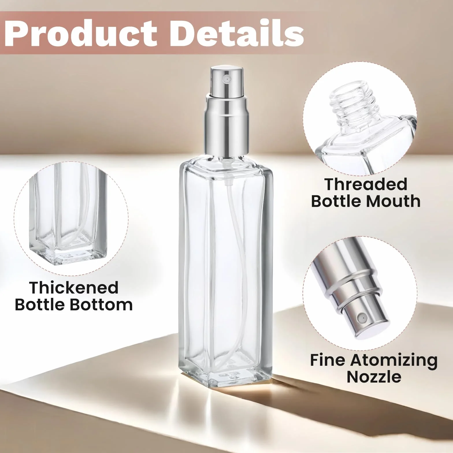 Szklane rozpylacze do perfum 20 ml zestaw 4 sztuki