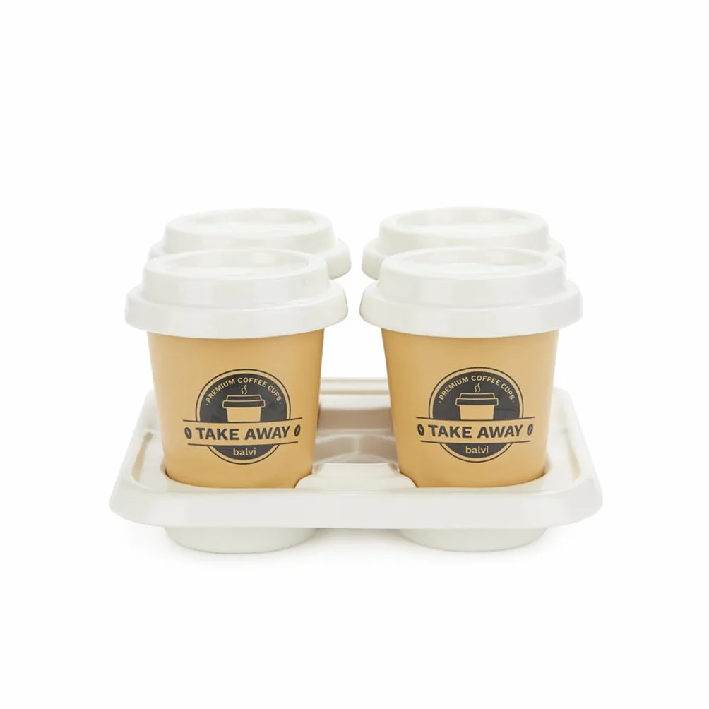 Balvi Filiżanki do kawy Take Away Porcelana 75 ml Brązowy Biały