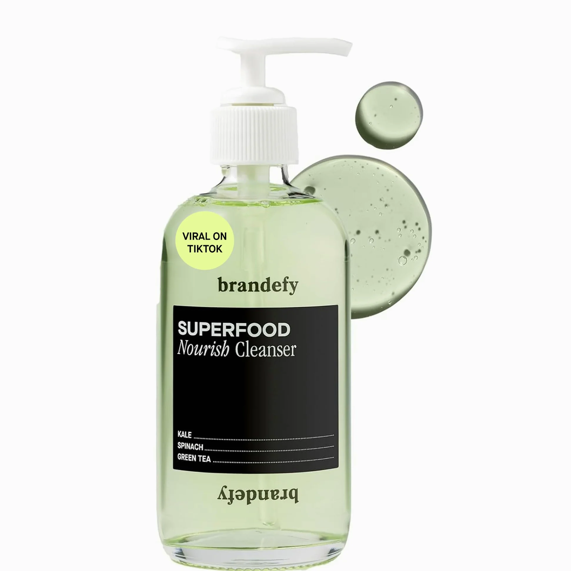 Brandefy Superfood mydło do twarzy – łagodne i zrównoważone pH mydło oczyszczające z jarmużem, zieloną herbatą, szpinakiem, witaminą C, E, K2 – wygładza i odżywia skórę, organiczny środek do mycia