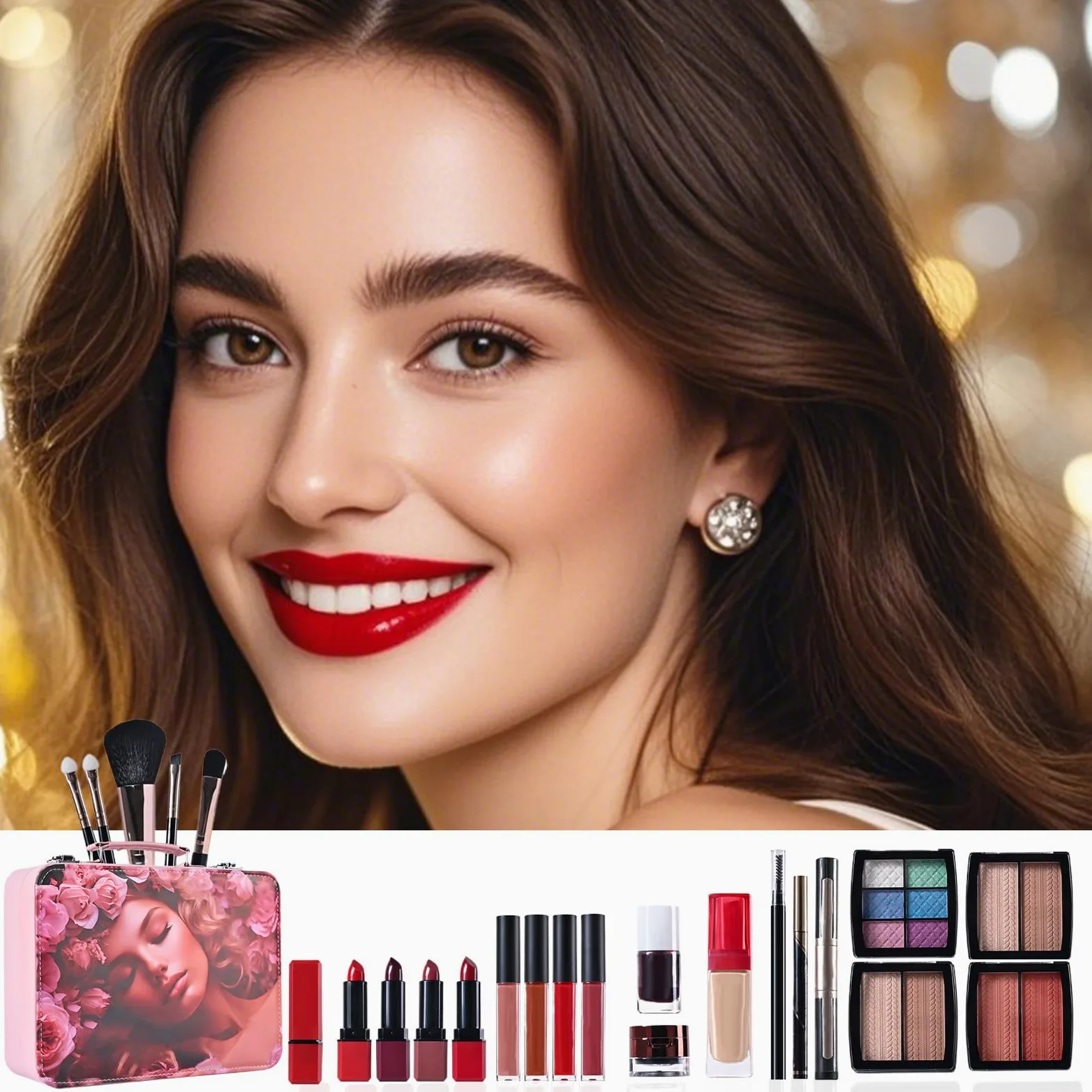 Zestaw startowy Beauty – odporny na wilgoć makijaż, gotowy do podróży z wytrzymałością noszenia, kompaktowa paleta z szybką aplikacją, artykuły kosmetyczne, wszechstronny wybór na okazje do stylizacji
