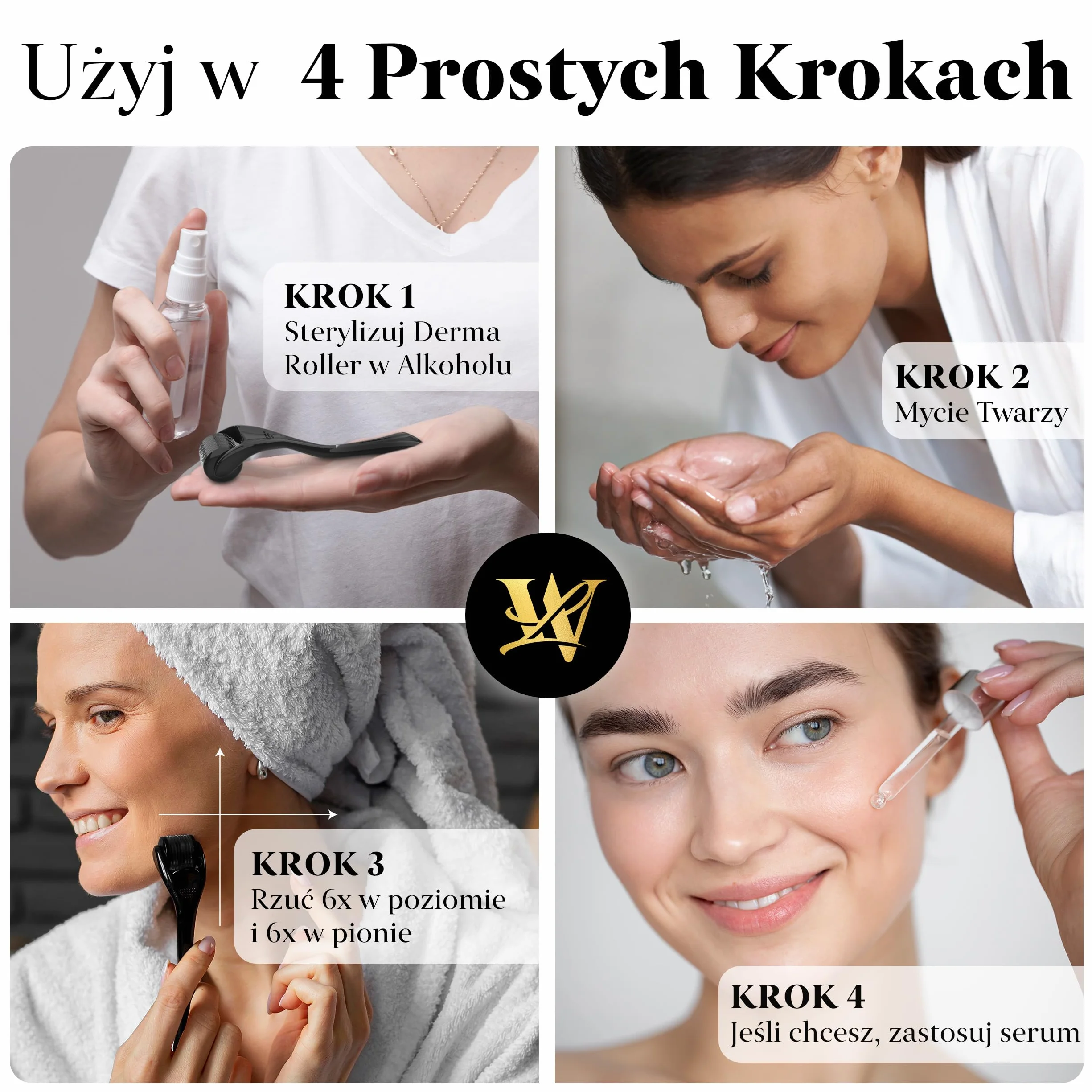Derma Roller do Skóry, Włosów i Brody – Tytanowy Wałek Mikronakłuwający dla Kobiet i Mężczyzn do Twarzy i Skóry Głowy, Bezpieczny i Łatwy w Użyciu (1,0mm)