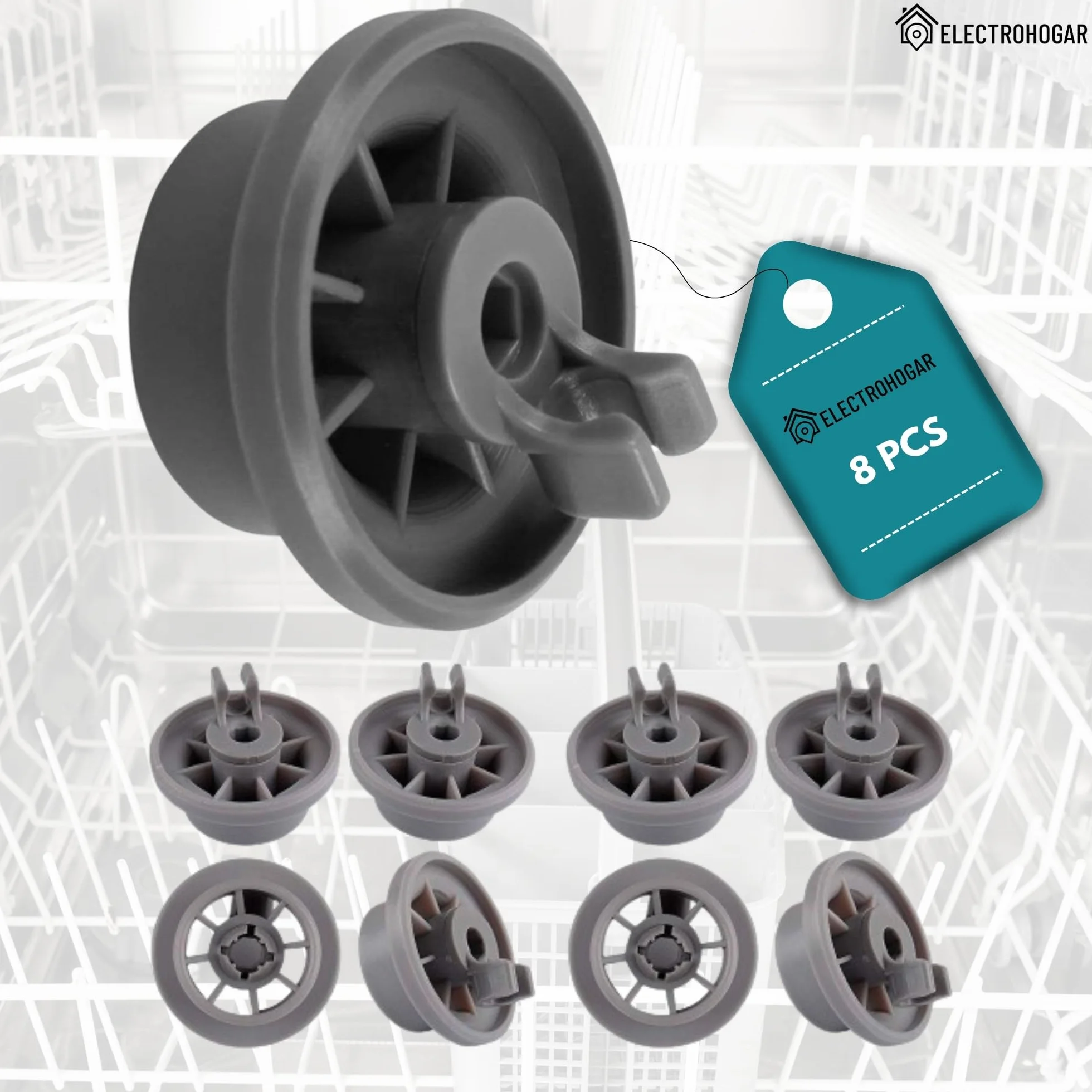Bosch Rolki do Kosza Zmywarki Kompletny Zestaw 8 Kółek Dolna Taca Siemens Balay Beko Indesit Neff