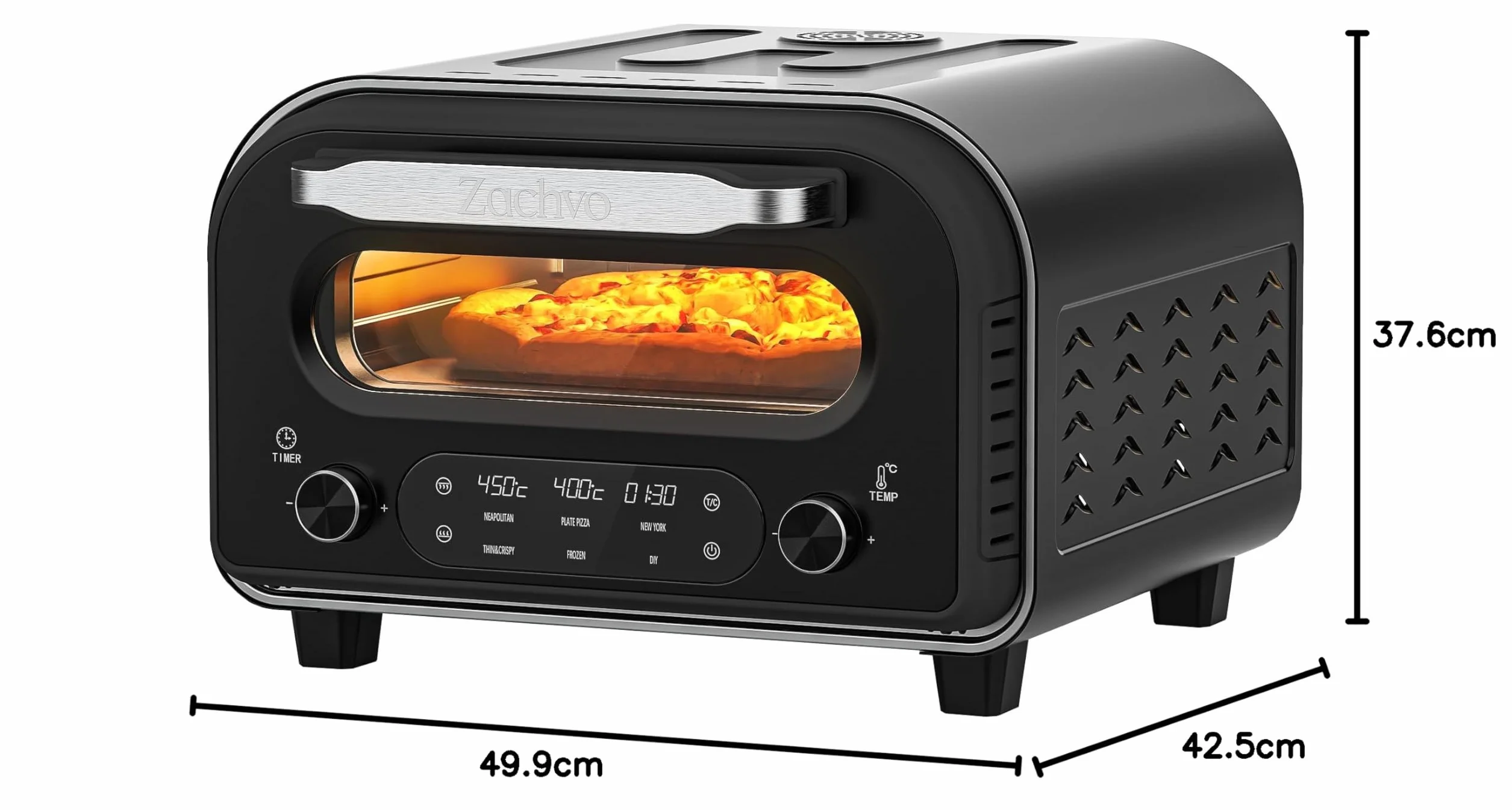 Elektryczny piekarnik do pizzy 450°C 32 cm stal nierdzewna timer 1-60 min