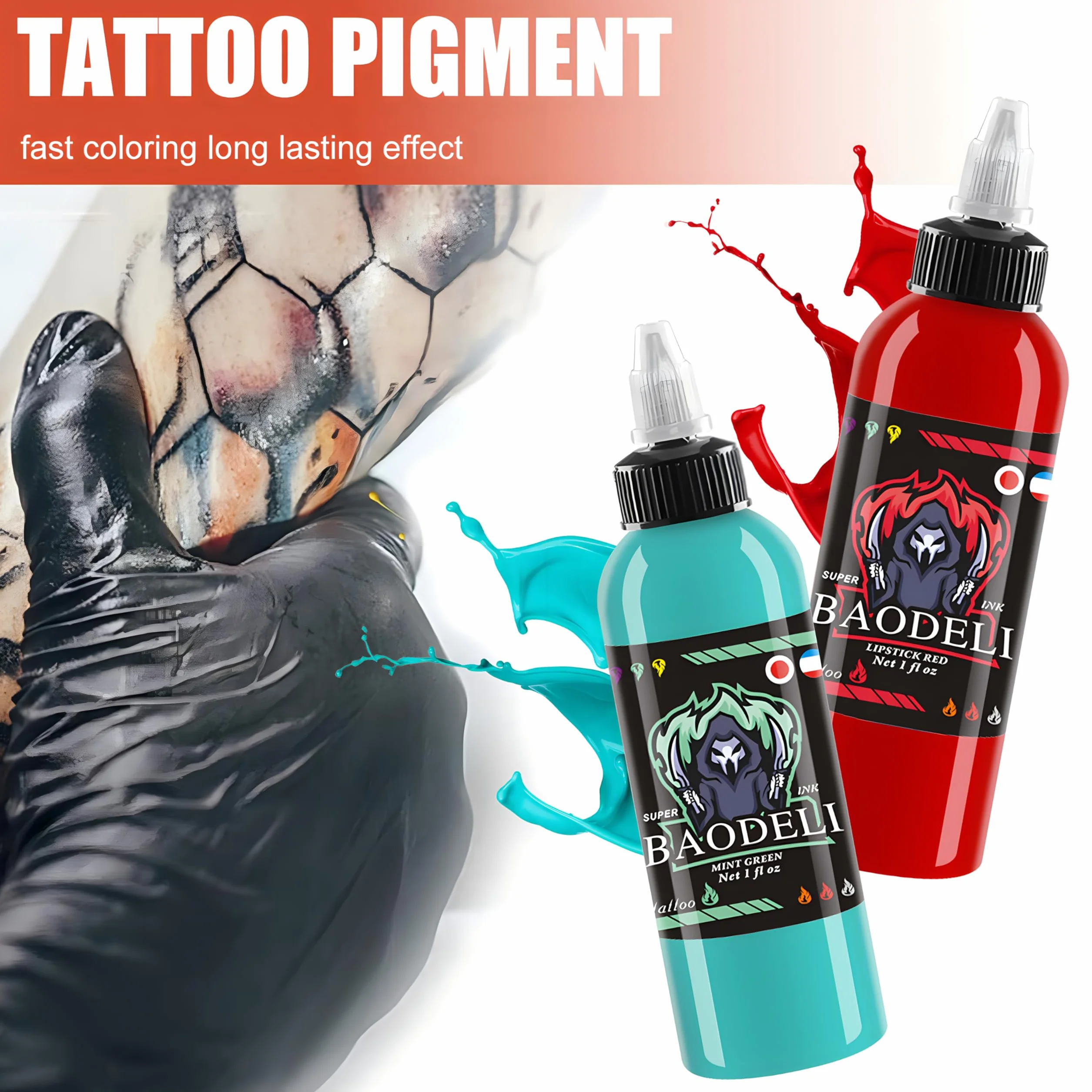 DLD Dazzling Vivid Color Tattoo Kit profesjonalny zestaw 14 butelek (1 oz pro) zestaw do tatuażu, standardowy zestaw pigmentów UE, 30 ml