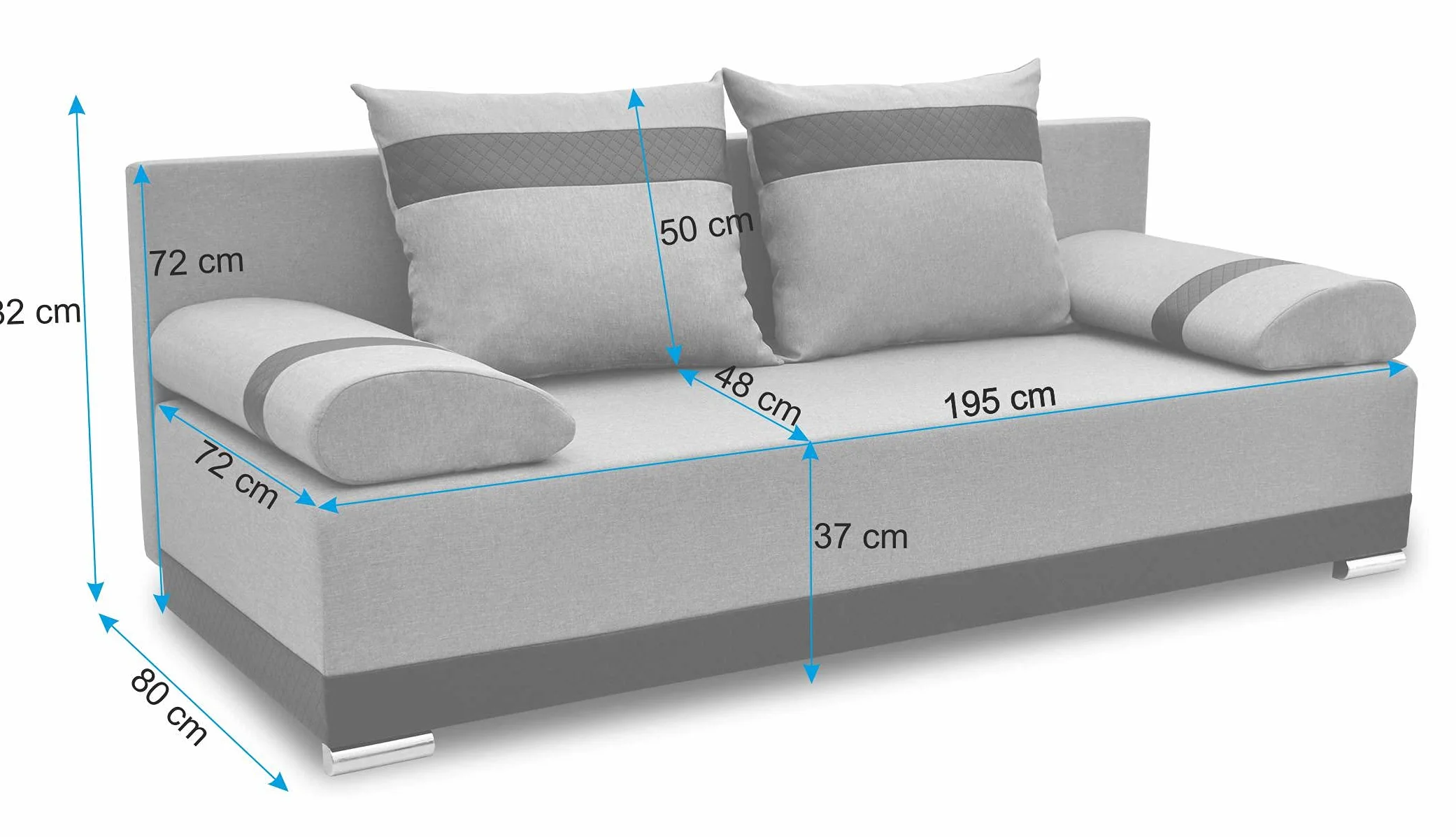 KANAPA SOFA ROZKŁADANA Z FUNKCJĄ SPANIA ORLEAN (Czarny)