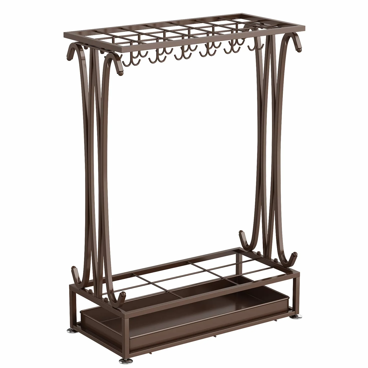 Stojak na parasol prostokątny metalowy 21 otworów 70x50x24 cm z haczykami