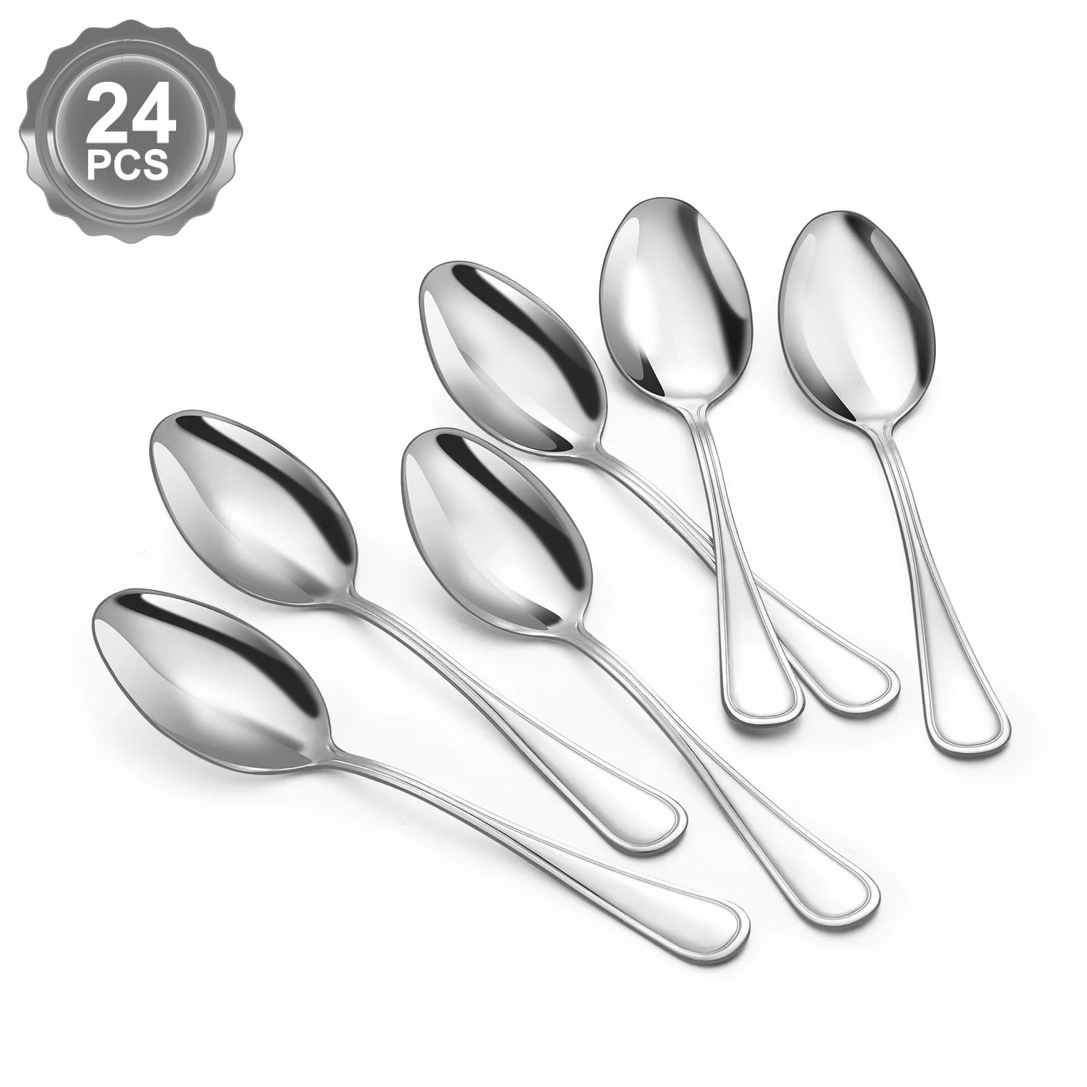 BEWOS - 24-sztukowy zestaw łyżek do herbaty, ilyżki do kawy z nierdzewnej stali o długości 13,7 cm (5,4 cali), ilyżki do espresso, ilyżki do deseru, małe ilyżki, z połyskującą powierzchnią