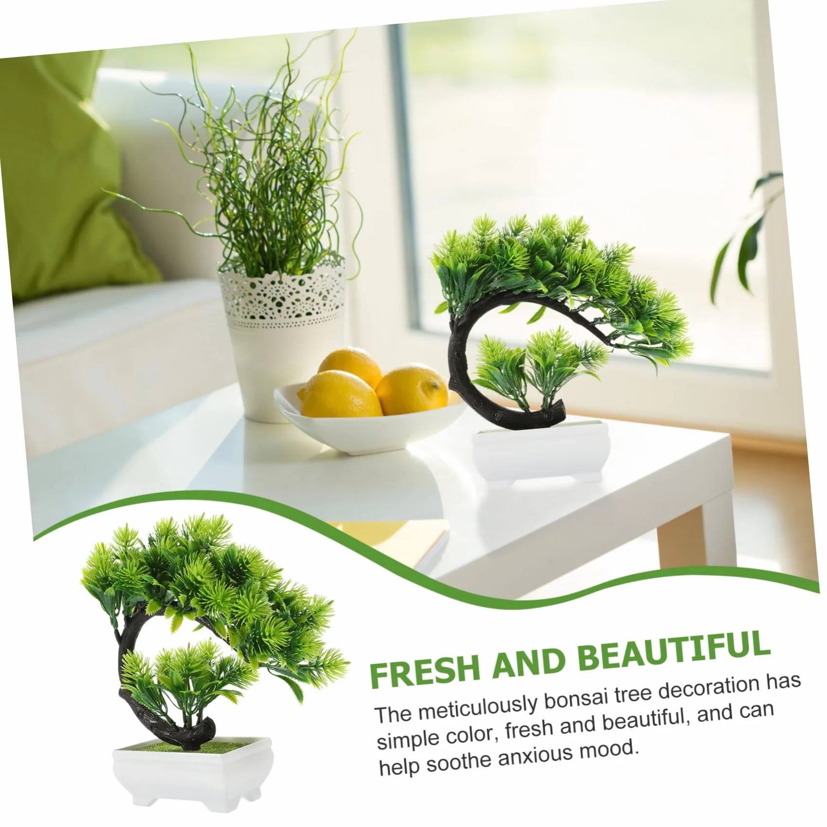 Amosfun Elegancka Sztuczna Roślina Bonsai Plastik Dekoracja Doniczkowa