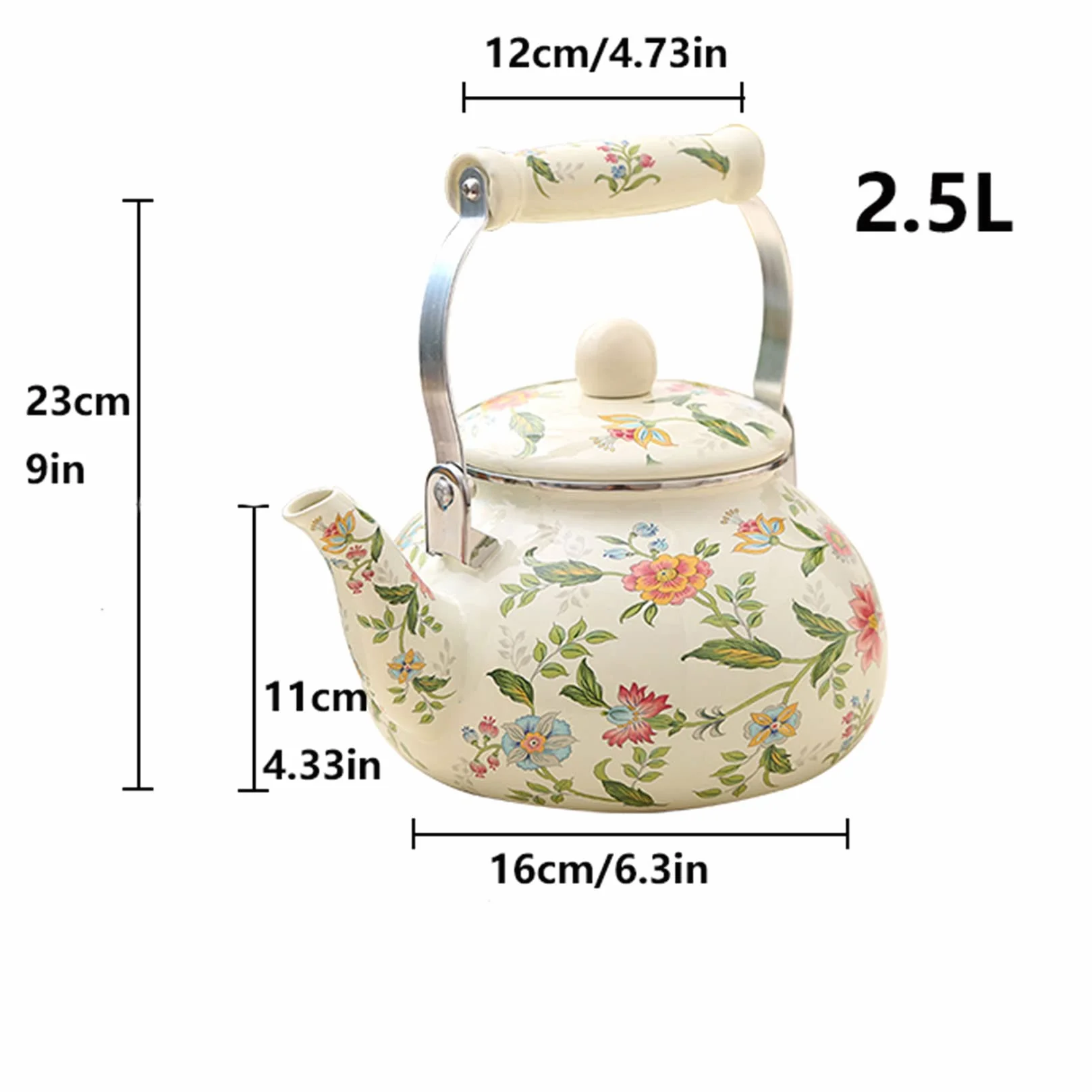 Czajnik Emalia Nostalgia 2,5 L Indukcyjny Gwizdanie Retro Biały