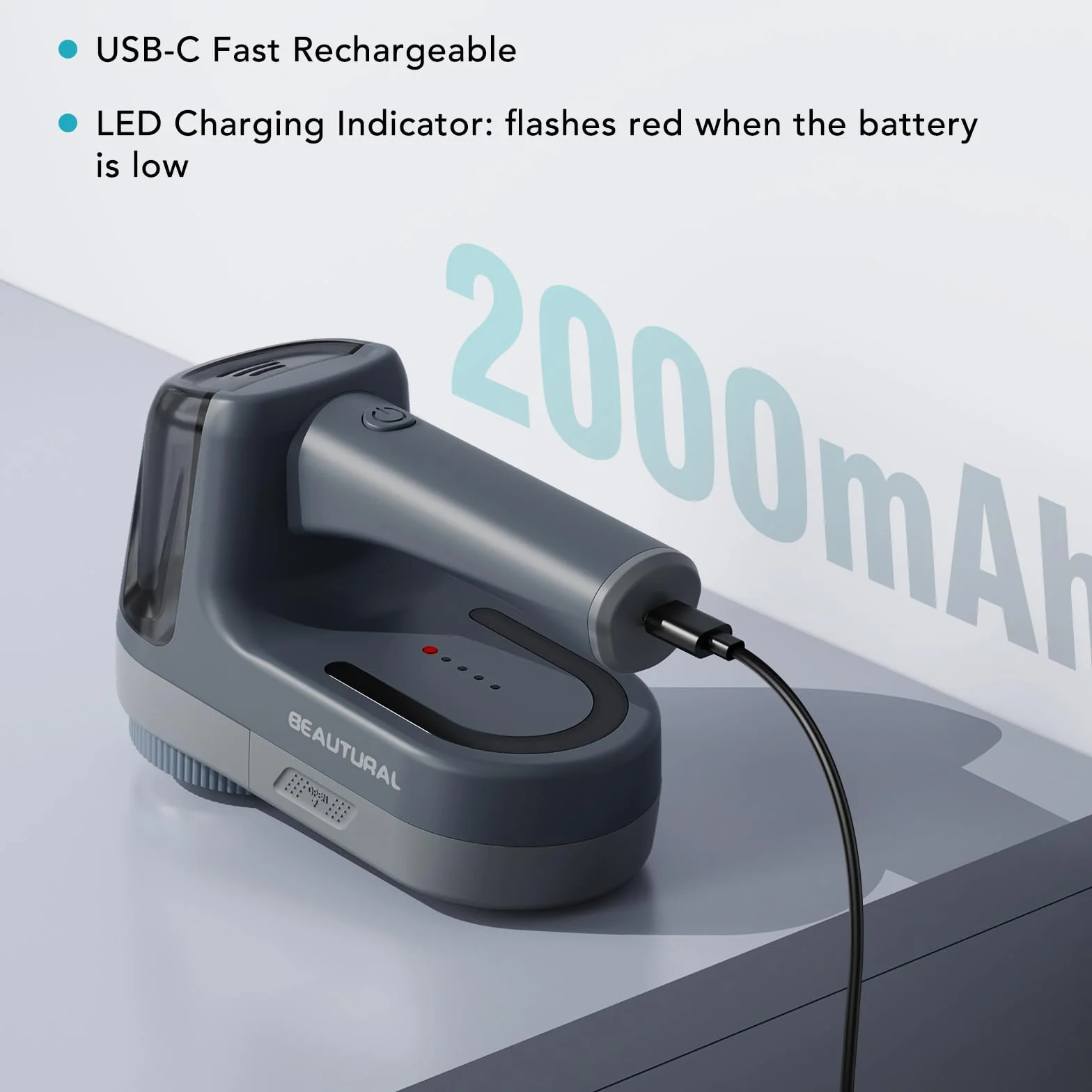 BEAUTURAL Elektryczna golarka do kłaczków, ładowana przez USB-C, 2 prędkości, 2000 mAh, akumulator do ubrań i różnych materiałów