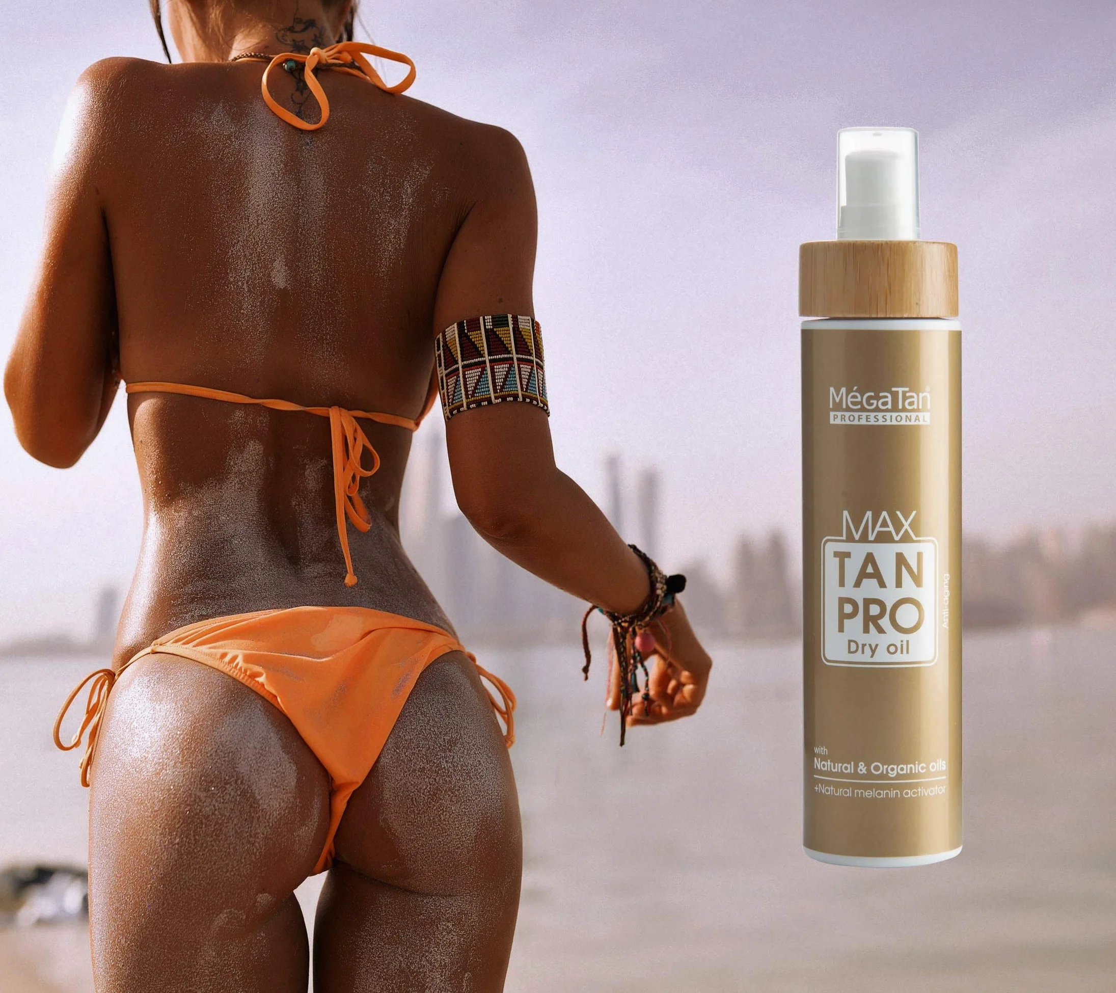 Max-Tan Pro naturalny suchy olejek do opalania z aktywatorem melaniny – intensywny przyspieszacz opalania na słońcu i solarium, olej do opalania, wzmacniacz opalania – czekoladowa opalenizna