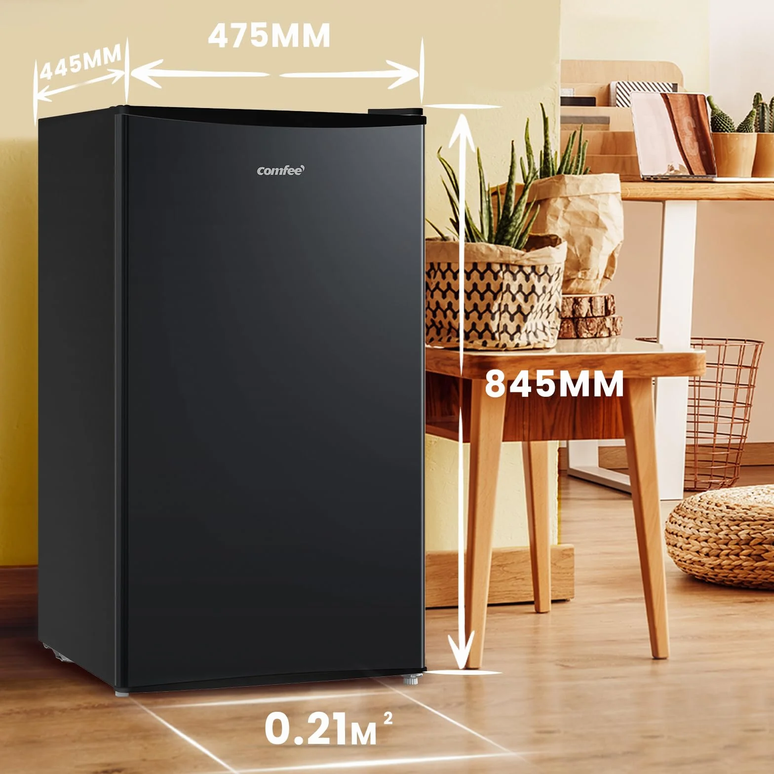Comfee RCD115DK2 lodówka z zamrażarką 80 l stołowa czarna 84,5 cm 47,5 cm 137 kWh/rok