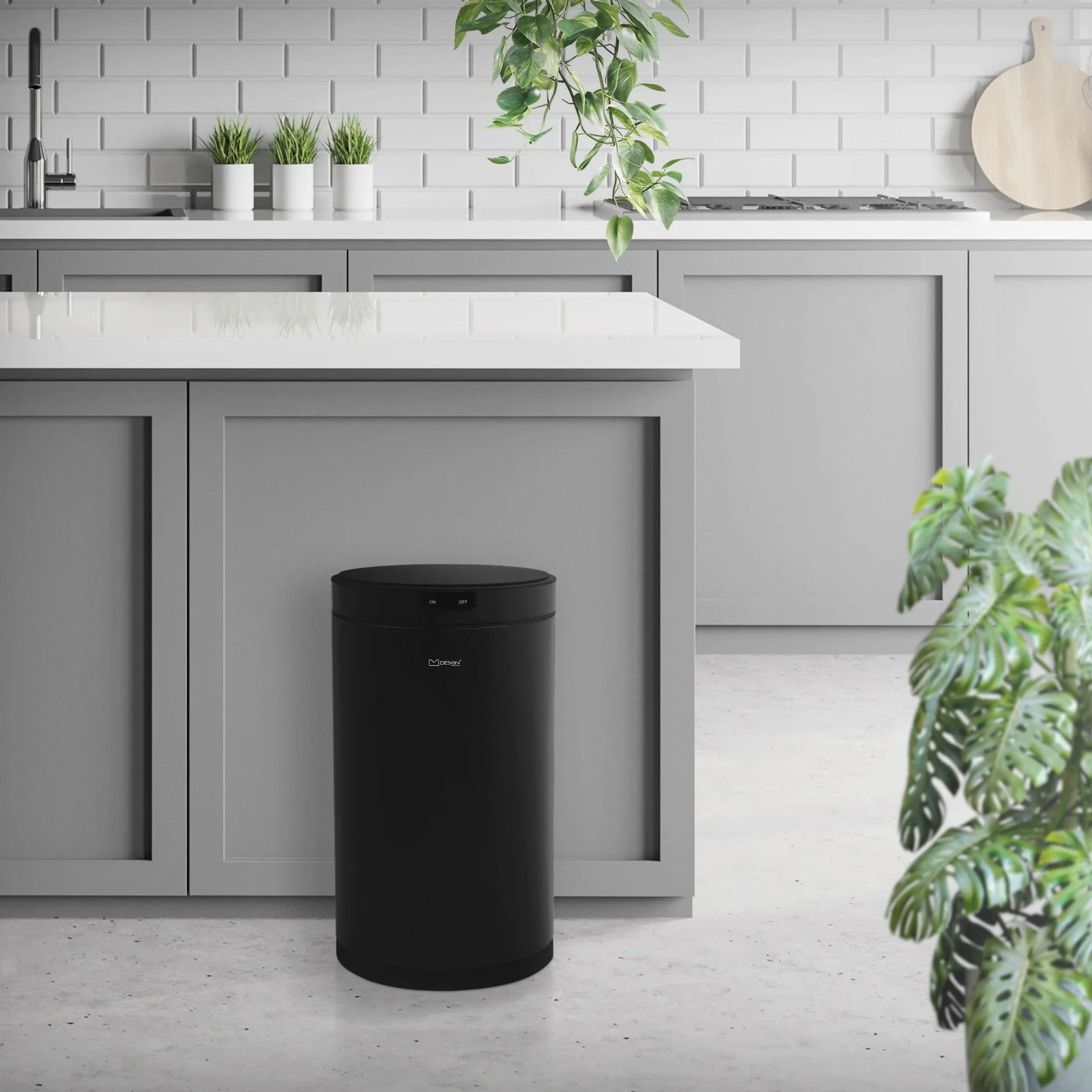 Automatyczny kosz na śmieci 30L z czujnikiem ruchu ML-Design stal czarny bezdotykowy do kuchni