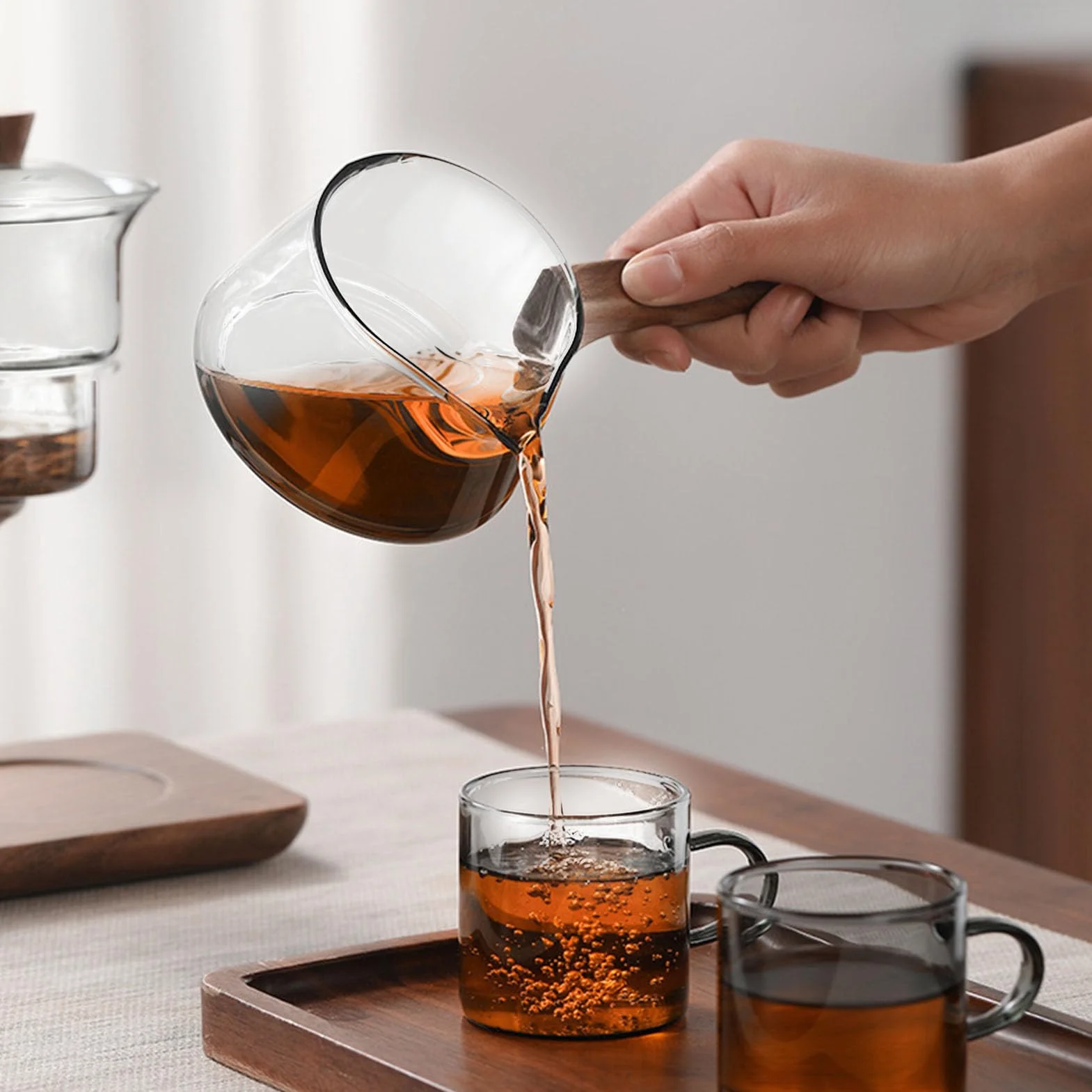 Szklany Zestaw do Herbaty Automatyczny 350 Ml Obrotowy Dzbanek Magnetyczny