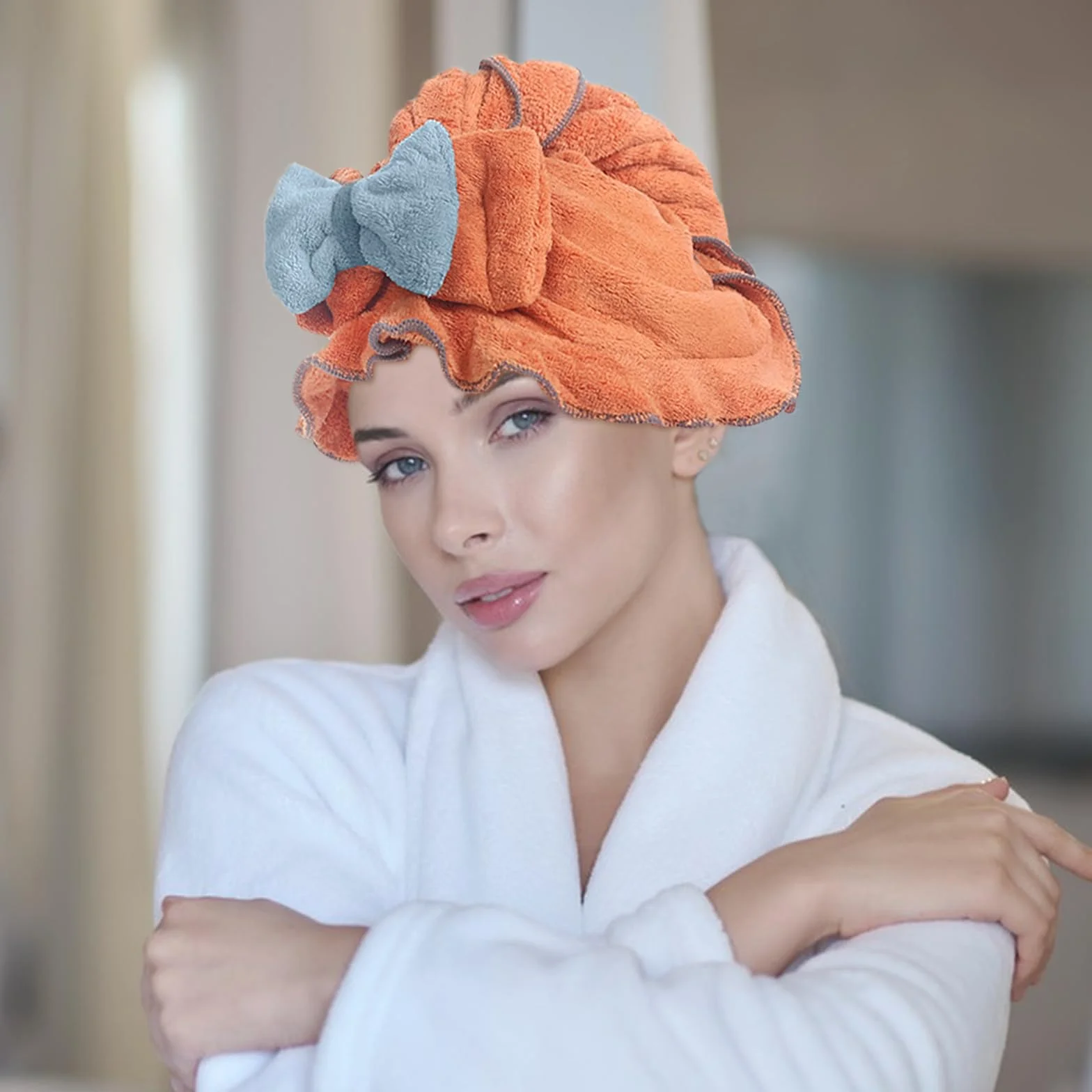 Cosiesnest Ręczniki do suszenia włosów z mikrofibry Turban ręcznik do suszenia włosów z guzikami ręczniki turban do włosów super chłonny miękki czepek do suszenia włosów dla kobiet 25 x 65 cm (szer.)