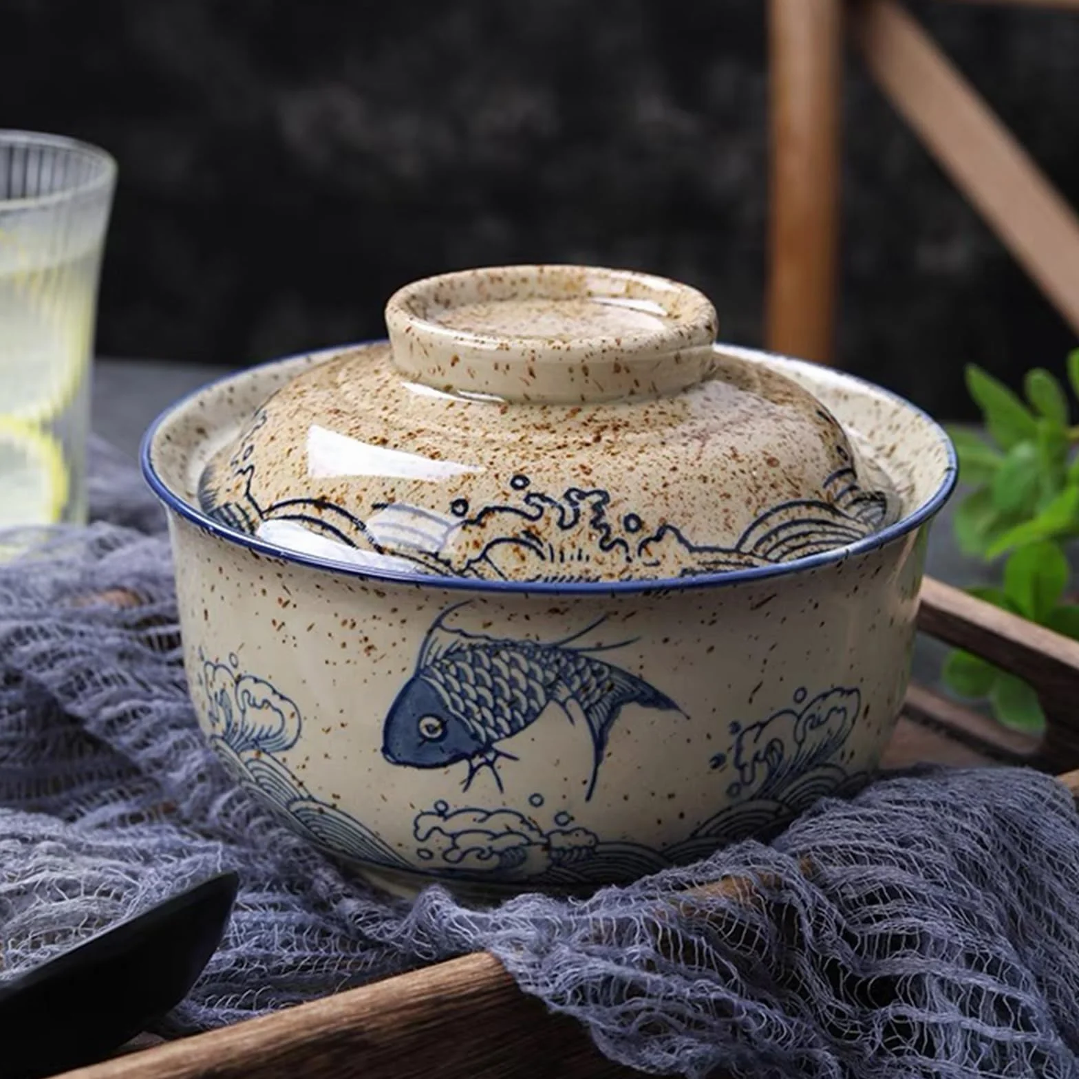 Japońska miska Ramen ceramiczna 800 ml vintage na zupę Pho
