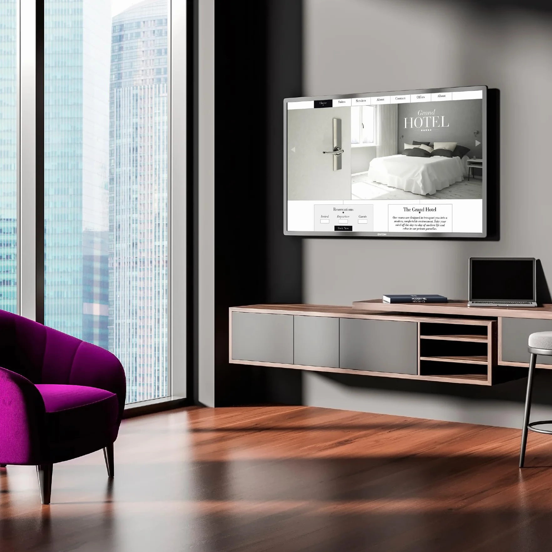 DYON Movie Smart 22 VX, 22", Full HD, Smart TV, potrójny tuner HD (DVB-C/-S2/-T2), App Store, Netflix, Prime Video, YouTube, DAZN, Disney+, waipu.tv, tryb hotelowy