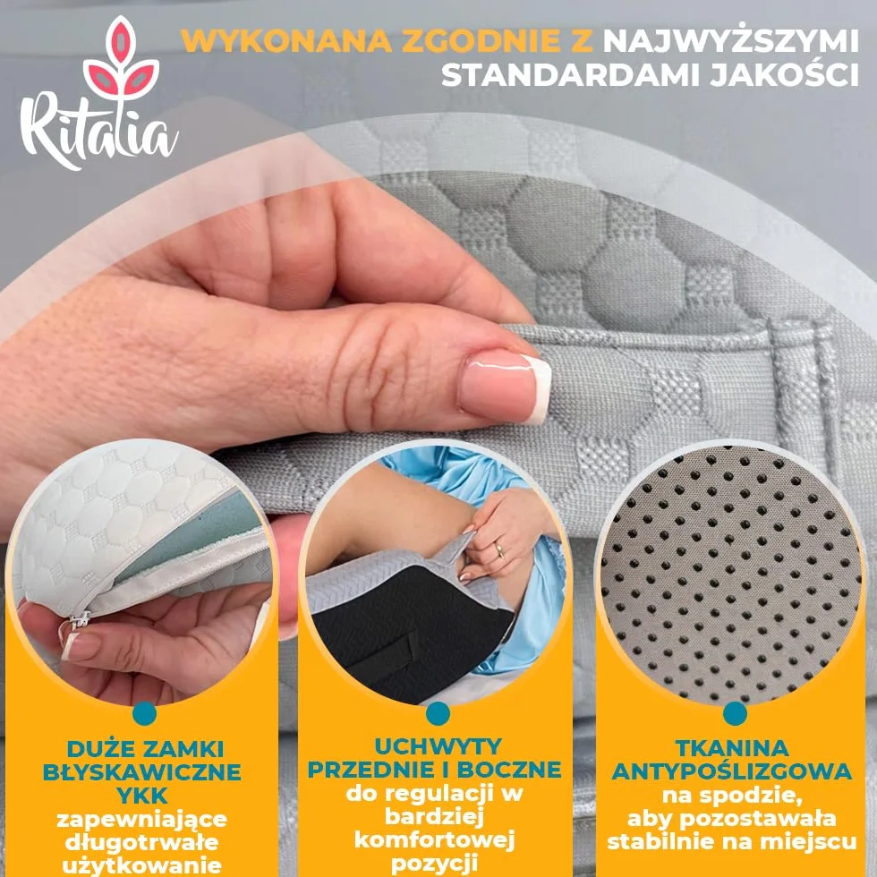 Poduszka pod nogi Ritalia z pianką memory, 3 regulowane wysokości, oddychający pokrowiec