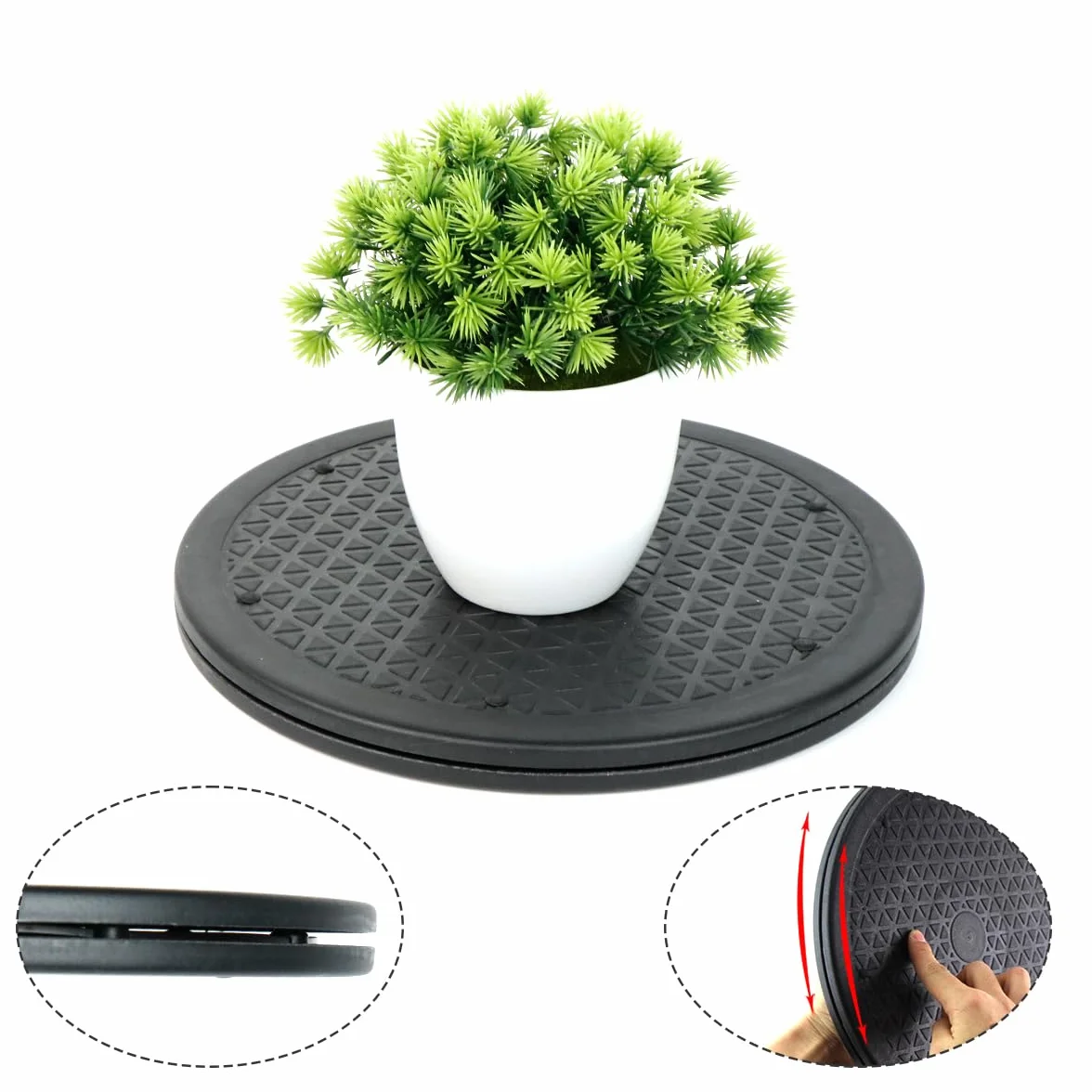 Obrotowa platforma 25 cm, stalowe łożyska kulkowe, 360 stopni, czarna