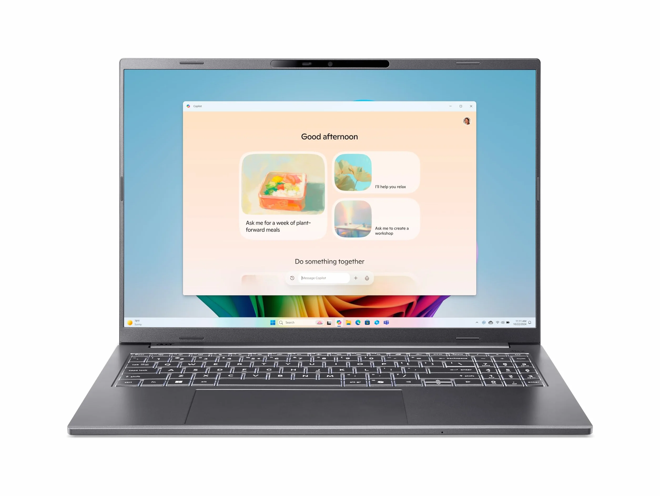 Acer Aspire 16 AI (A16-11M-X1CW) AI laptop, Copilot+ PC, wyświetlacz 16" WUXGA IPS 120 Hz, Qualcomm Snapdragon X X1-26-100, 16 GB RAM, 512 GB SSD, Qualcomm Adreno GPU, Windows 11, układ QWERTZ