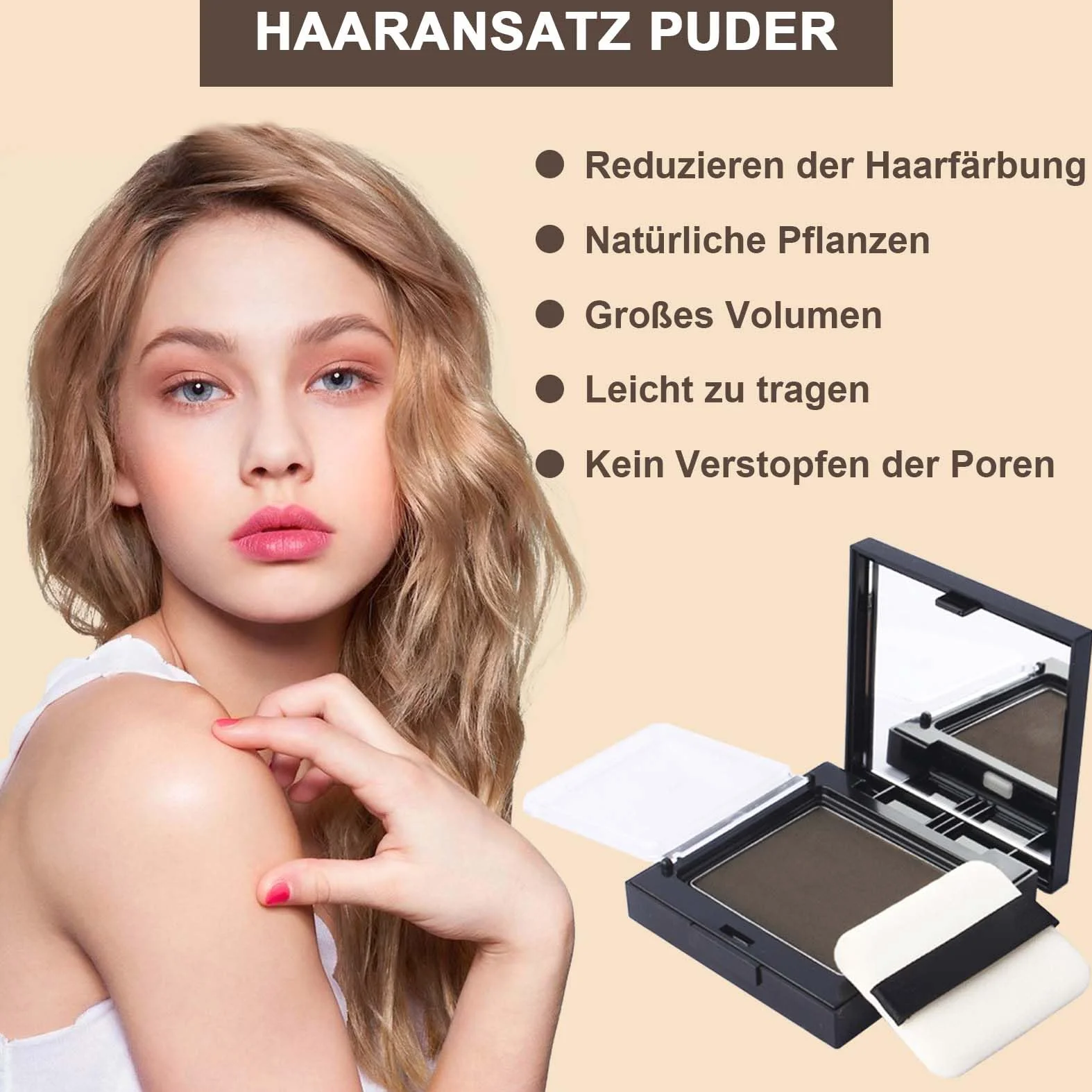 Puder do linii włosów ciemnobrązowy, zagęszczający, wodoodporny