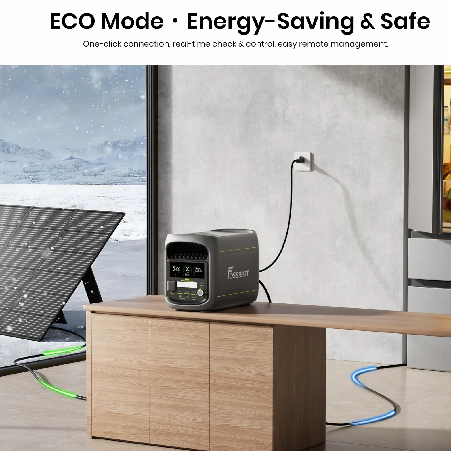 Fossibot Polska F1800 Wyposażony 200W panel słoneczny, Przenośna Elektrownia 1024Wh LiFePO4 -Stacja Zasilania, 1200W Power station 7 portów，5-letnia gwarancja