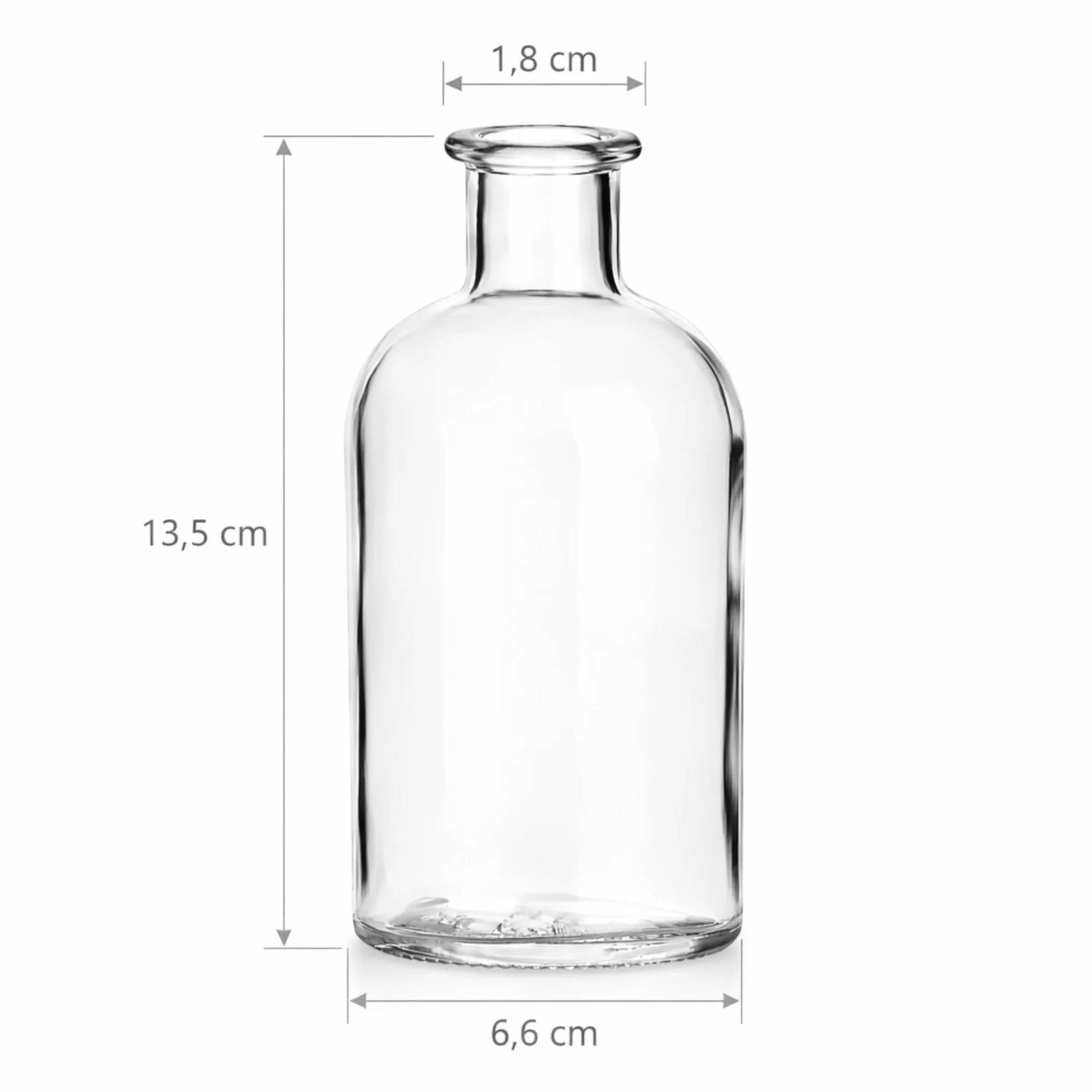 gouveo Zestaw 6 szklanych butelek 250 ml w stylu aptecznym z korkiem