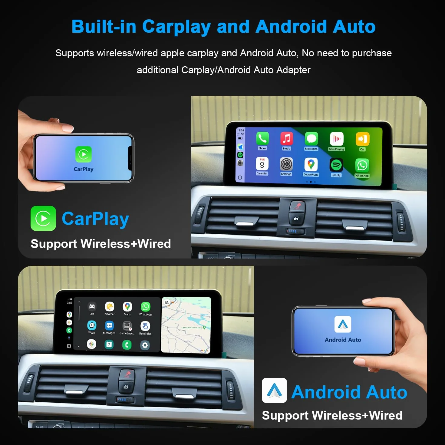 PEMP Linux wyświetlacz do BMW 2012-2017 F30 F31 F32 F33 F34 F35 F20 F21 F22 NBT CIC, obsługuje iOS 26, przewodowy i bezprzewodowy CarPlay Retrofit Android Auto 328i 320i akcesoria Radio