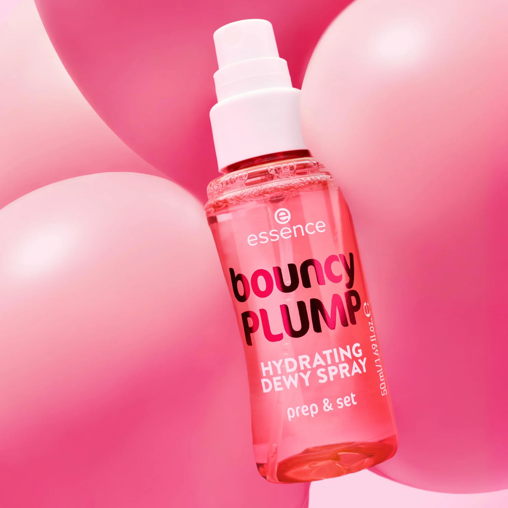 essence Spray nawilżający bouncy PLUMP, nawilżanie, opieka, ustalający, zroszony (50ml)