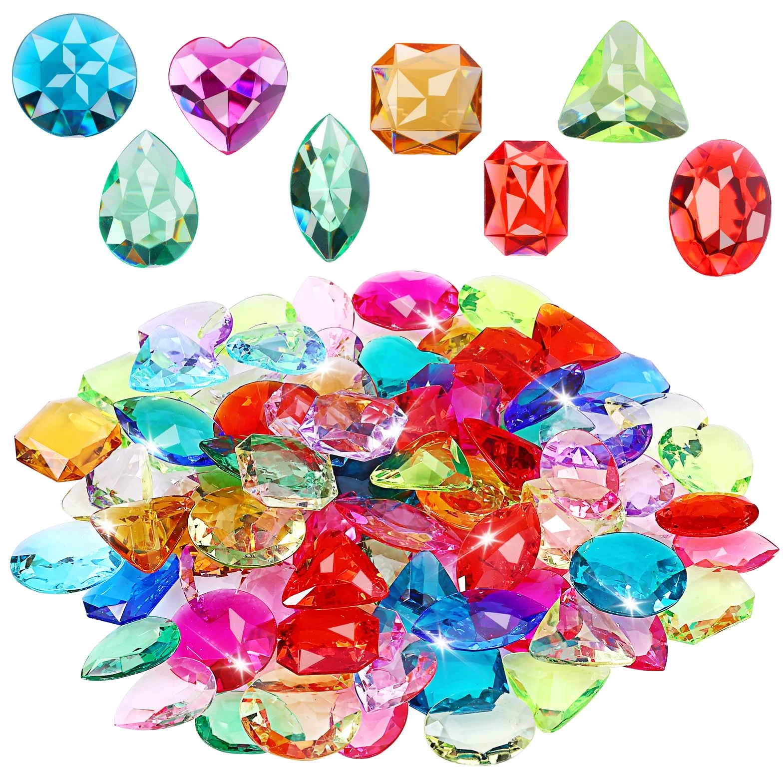 64 sztuki kolorowych akrylowych kamieni szlachetnych, sztuczne diamenty, skarb piracki