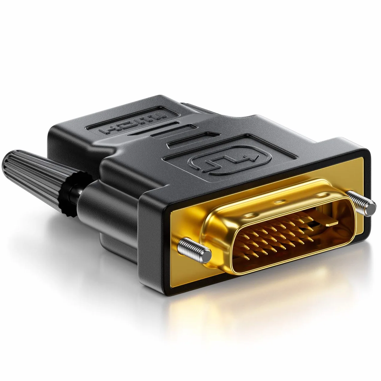 deleyCON Adapter HDMI do DVI (Dwukierunkowy) Konwerter HDMI Żeński do DVI-D Męski Pozłacany - 1920x1200 1080p - do PC, Laptopa, Projektora, Monitora, Konsol do Gier