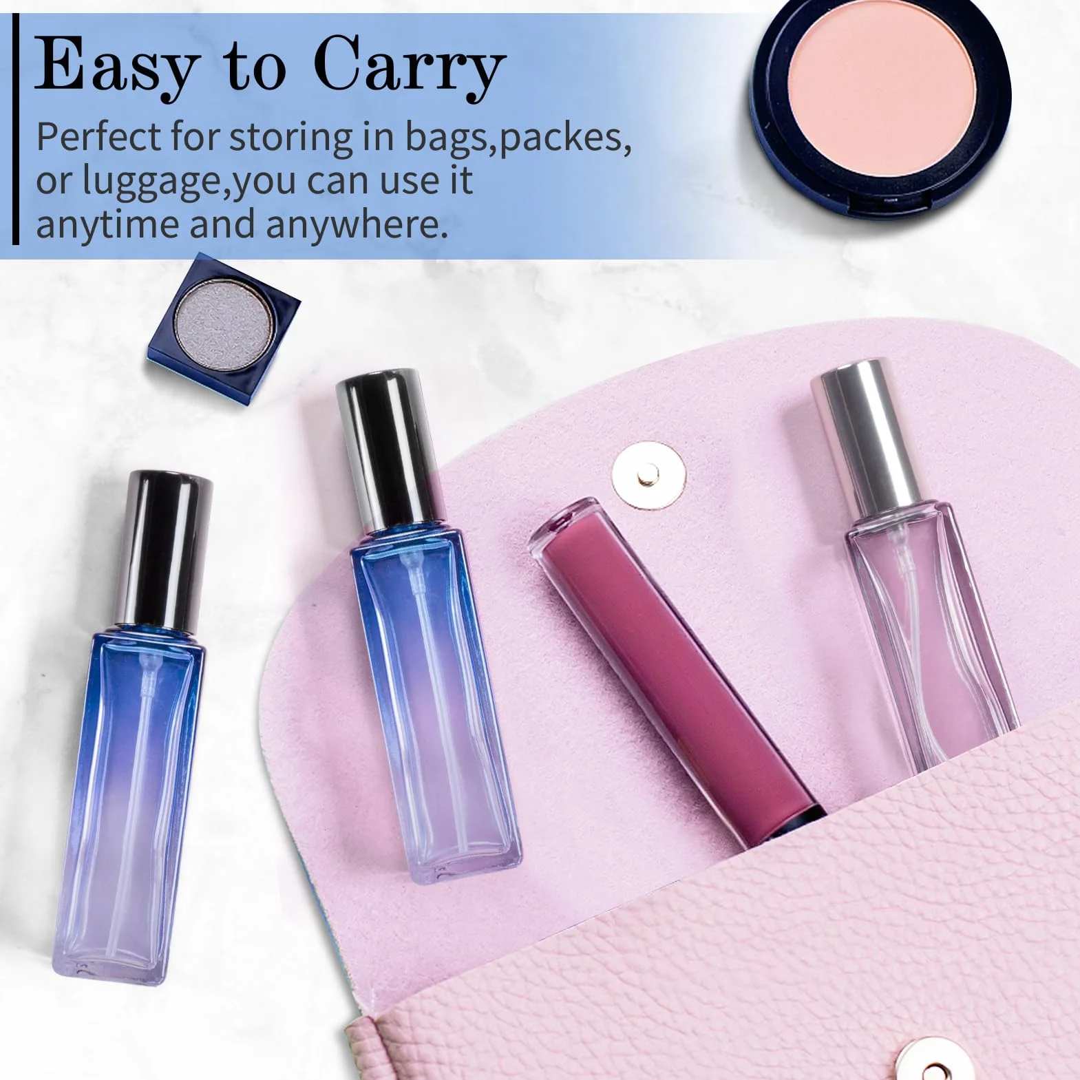 MELLIEX 2 sztuki szklanych butelek do perfum, przezroczysty, pusty rozpylacz perfum, do ponownego napełniania, przenośna butelka z rozpylaczem z delikatną mgiełką, na codzienne podróże służbowe, 20 ml
