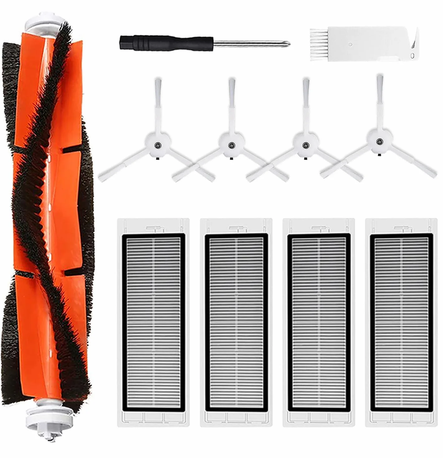 Zestaw akcesoriów zamiennych do Xiaomi Roborock S5 Max S6 Pure S6 MaxV S4 Max S5 S50 S51 S55 S6 S60 S65 - 1 szczotka główna, 4 filtry HEPA, 4 szczotki boczne