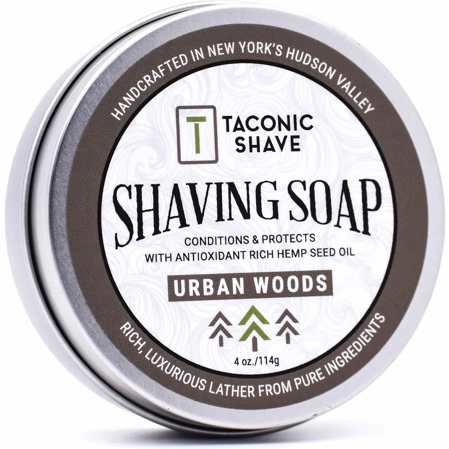 Taconic Shave Friseurladen wysokiej jakości mydło do golenia z bogatym w przeciwutleniacze olejem z nasion konopi – z nutami cedru, bergamotki i tytoniu