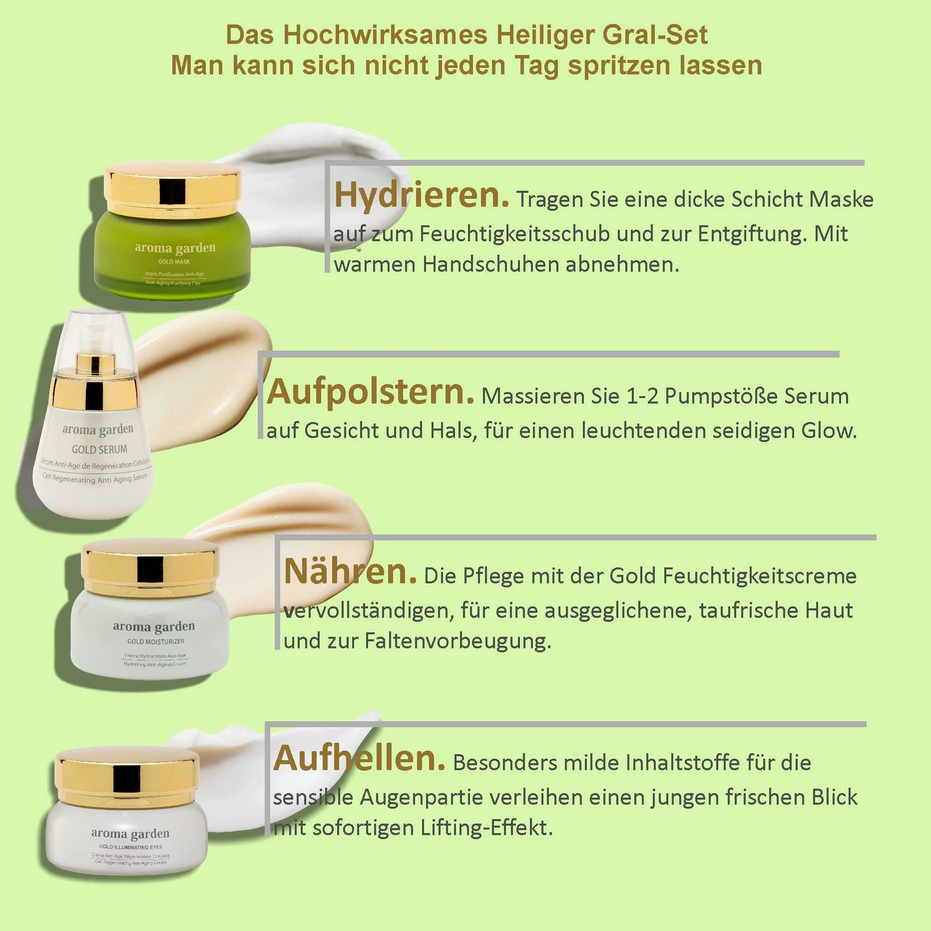 Serum regenerujące komórki z 24-karatowym złotem i kwasem hialuronowym - Przeciwstarzeniowe - Dla jedwabistej skóry - 100% organiczne i wegańskie - Natychmiastowy efekt liftingu 50 ml