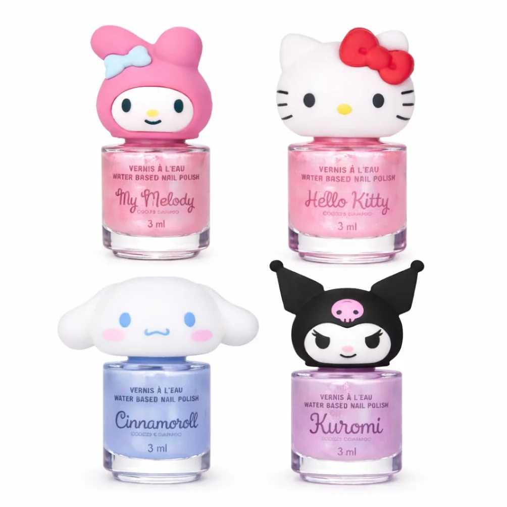 Hello Kitty Cinnamoroll lakier do paznokci dla dzieci na bazie wody, 3 ml, nietoksyczny i wegański, łatwy do zmywania ciepłą wodą, delikatny i bezpieczny lakier do paznokci dla dziewczynek i dzieci