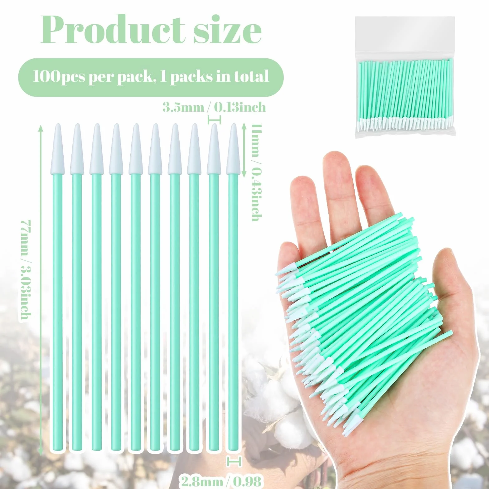 100 sztuk szpiczastych patyczków higienicznych do czyszczenia, końcówki piankowe, pałeczki do czyszczenia, wielofunkcyjne waciki piankowe, zestaw do aparatu, drukarki atramentowej, soczewki